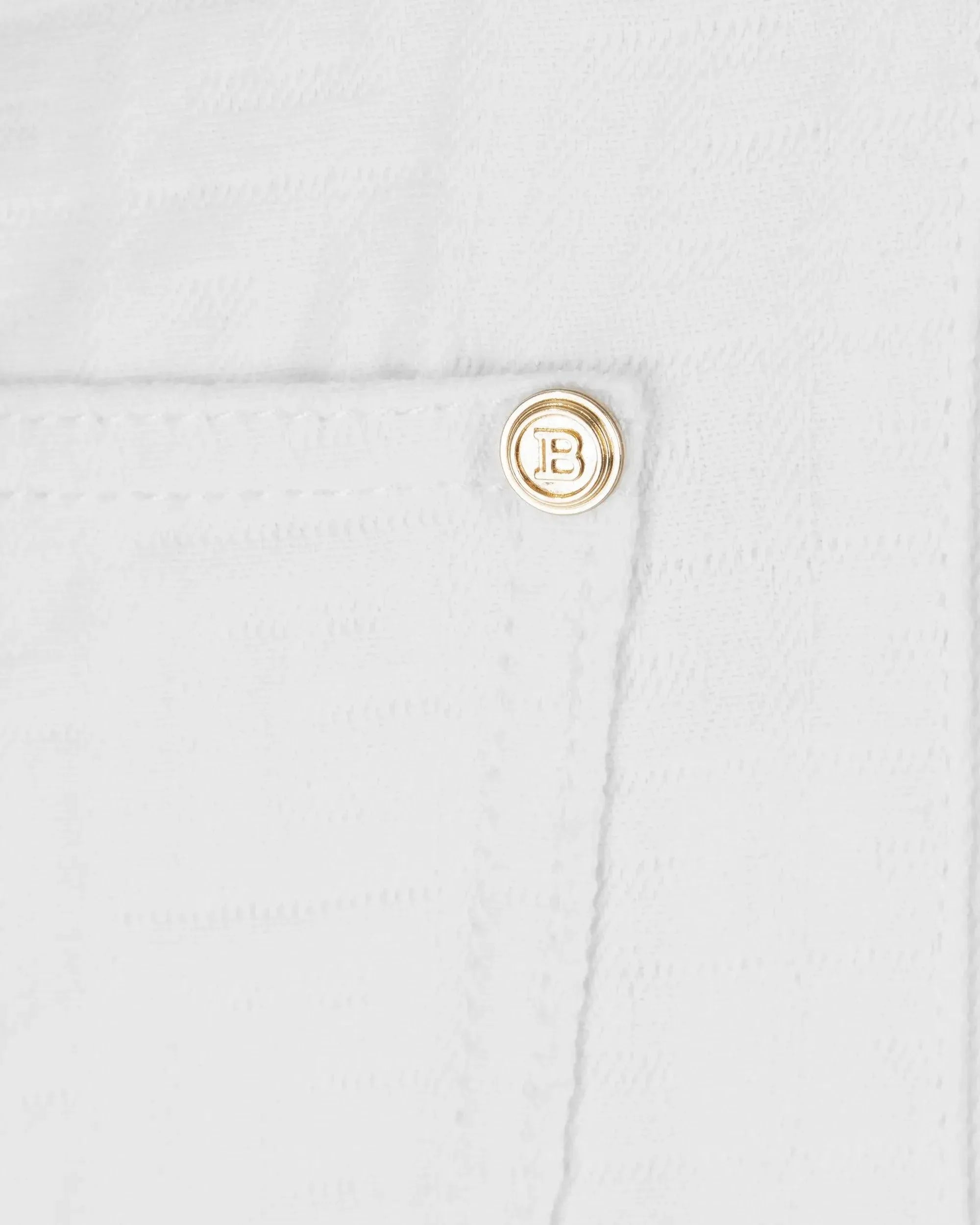 High Waisted Belted Monogram Denim Pants - DIHSAN