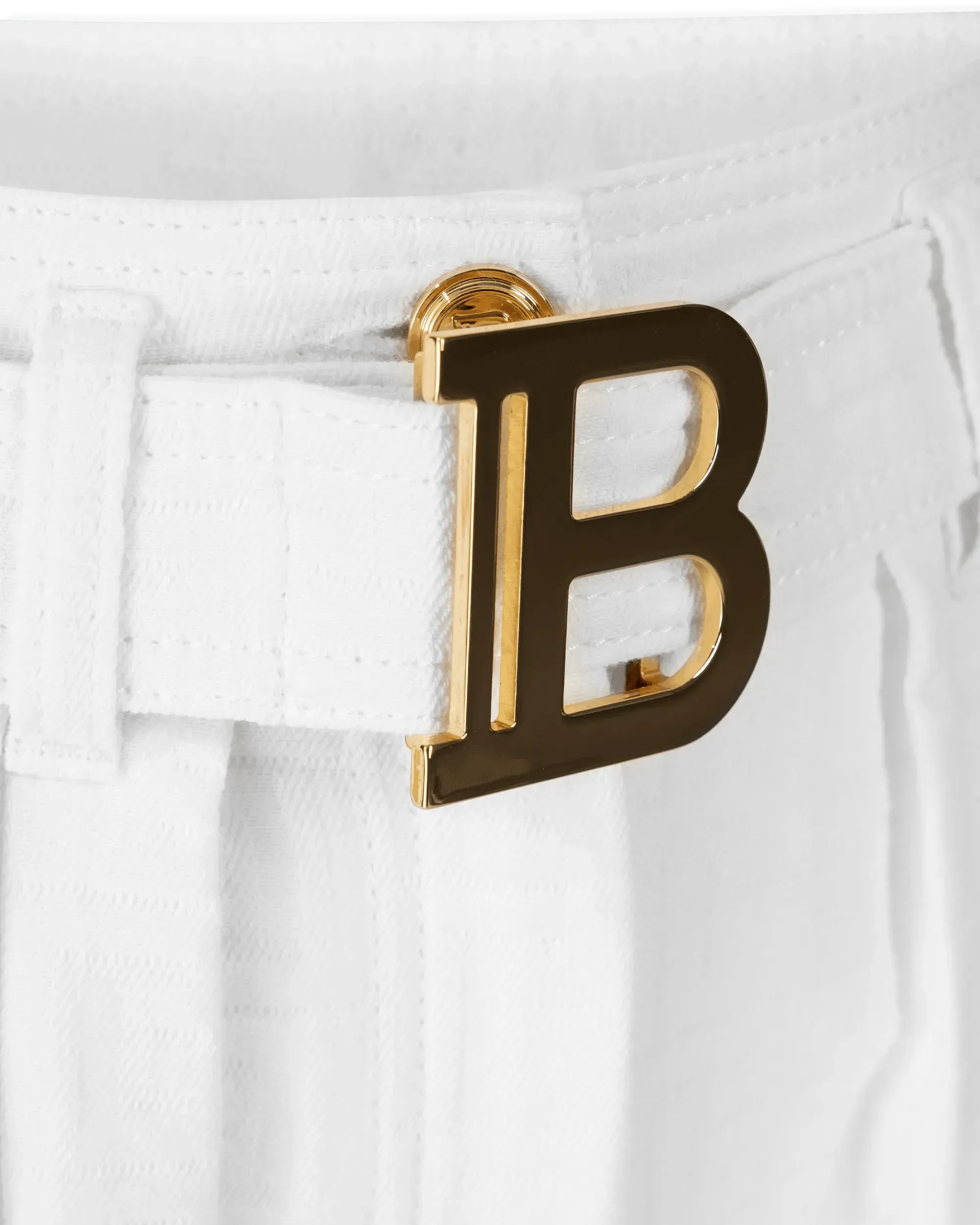 High Waisted Belted Monogram Denim Pants - DIHSAN