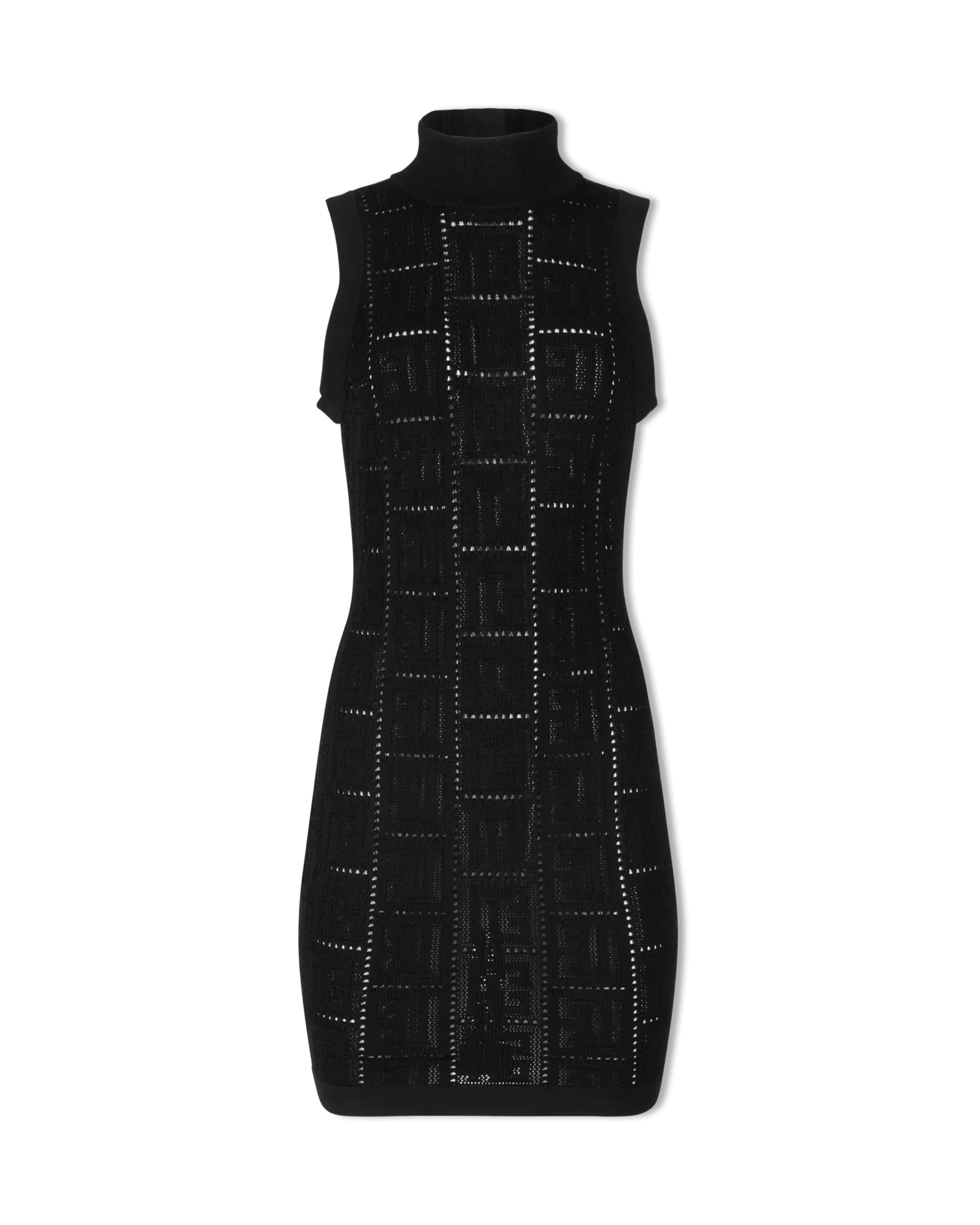 Monogram Mesh Sleeveless Knit Mini Dress - DIHSAN