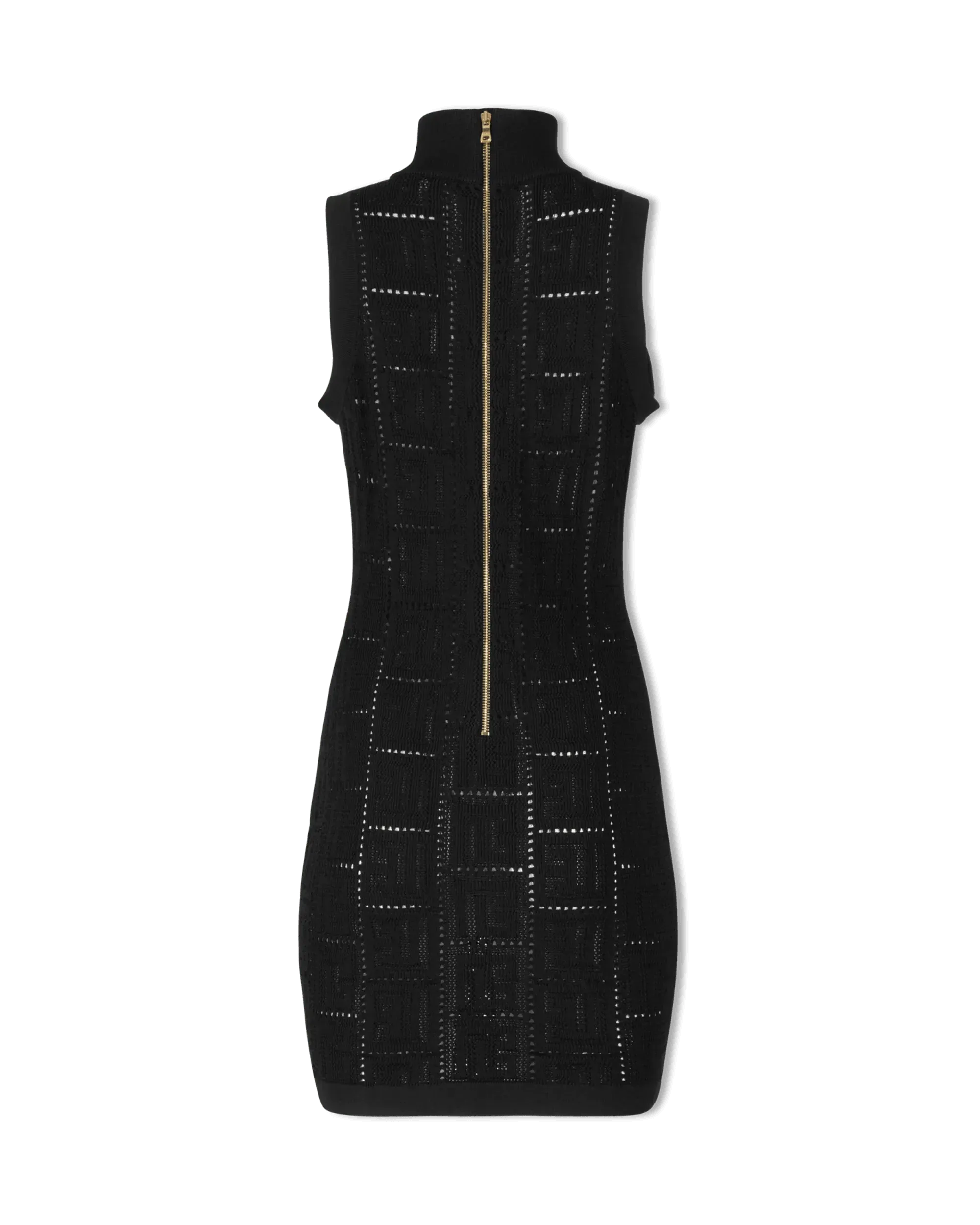 Monogram Mesh Sleeveless Knit Mini Dress - DIHSAN