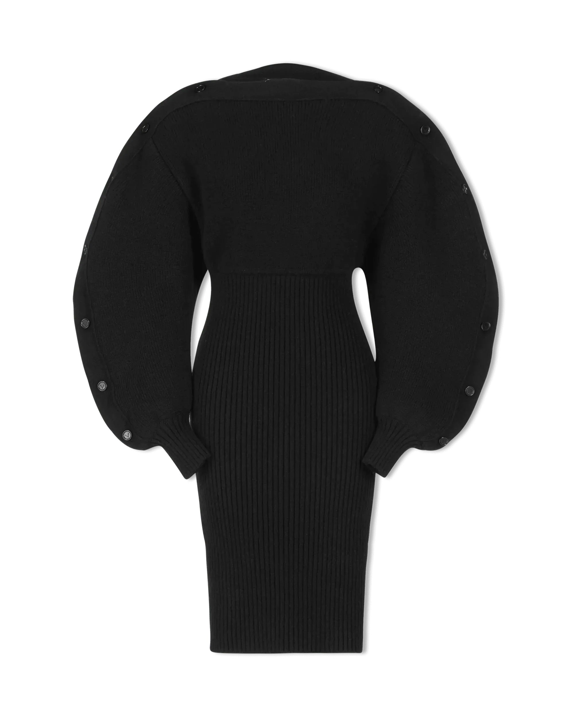 Shetland Double Face Puff Sleeve Knit Dress - DIHSAN