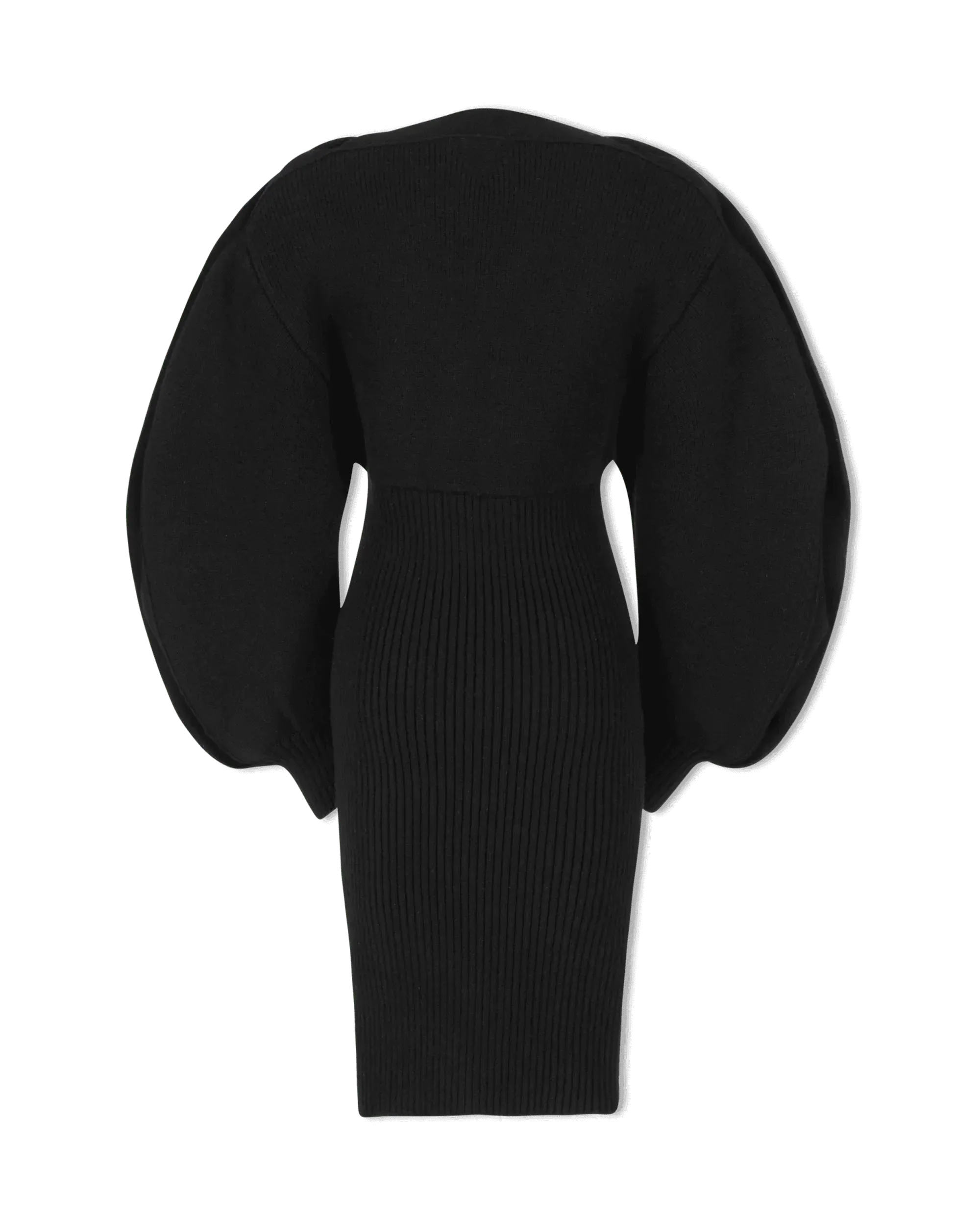 Shetland Double Face Puff Sleeve Knit Dress - DIHSAN