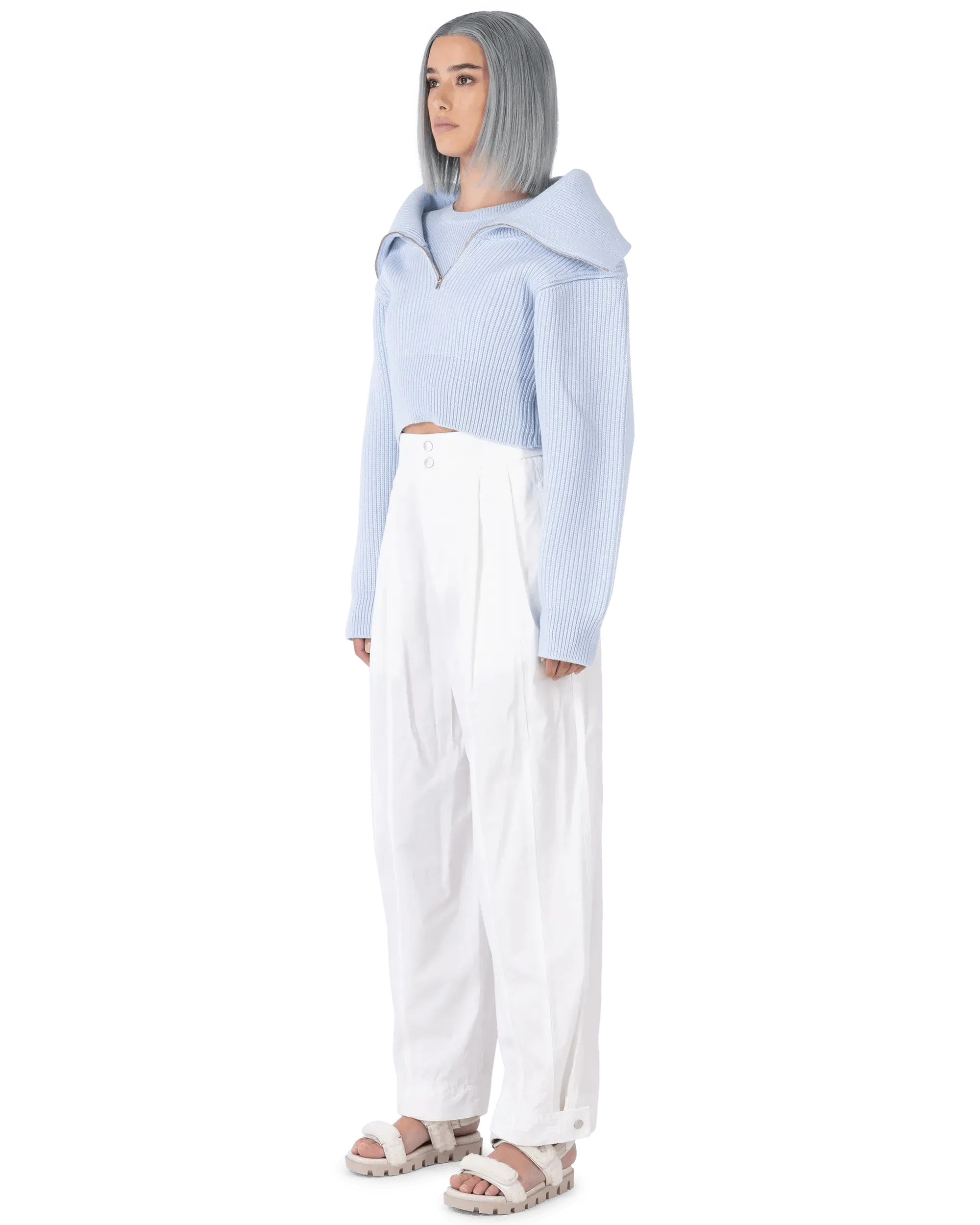 Double Pleated Cotton Pants - DIHSAN