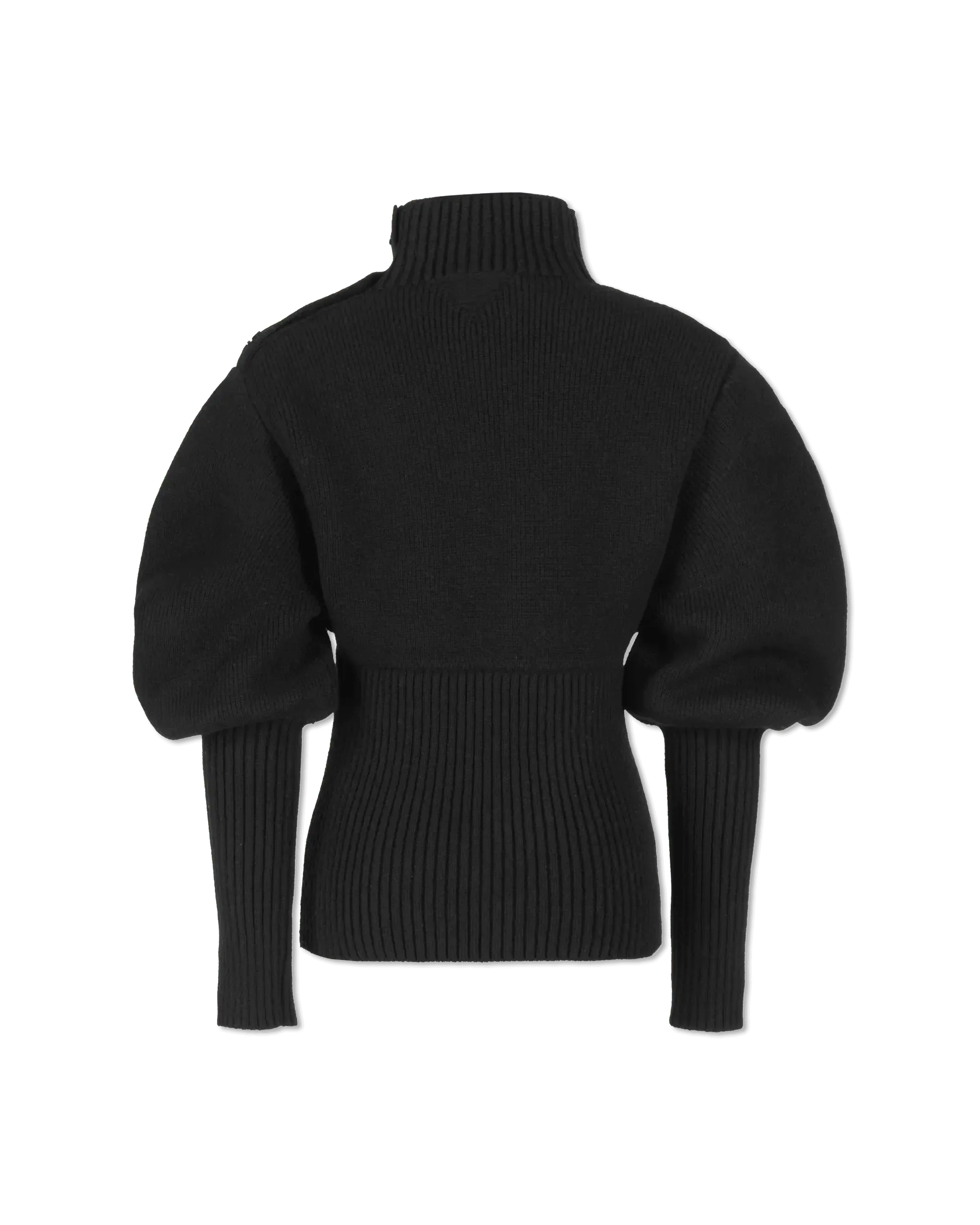 Shetland Double Face Turtleneck Puffed Sleeve Sweater - DIHSAN