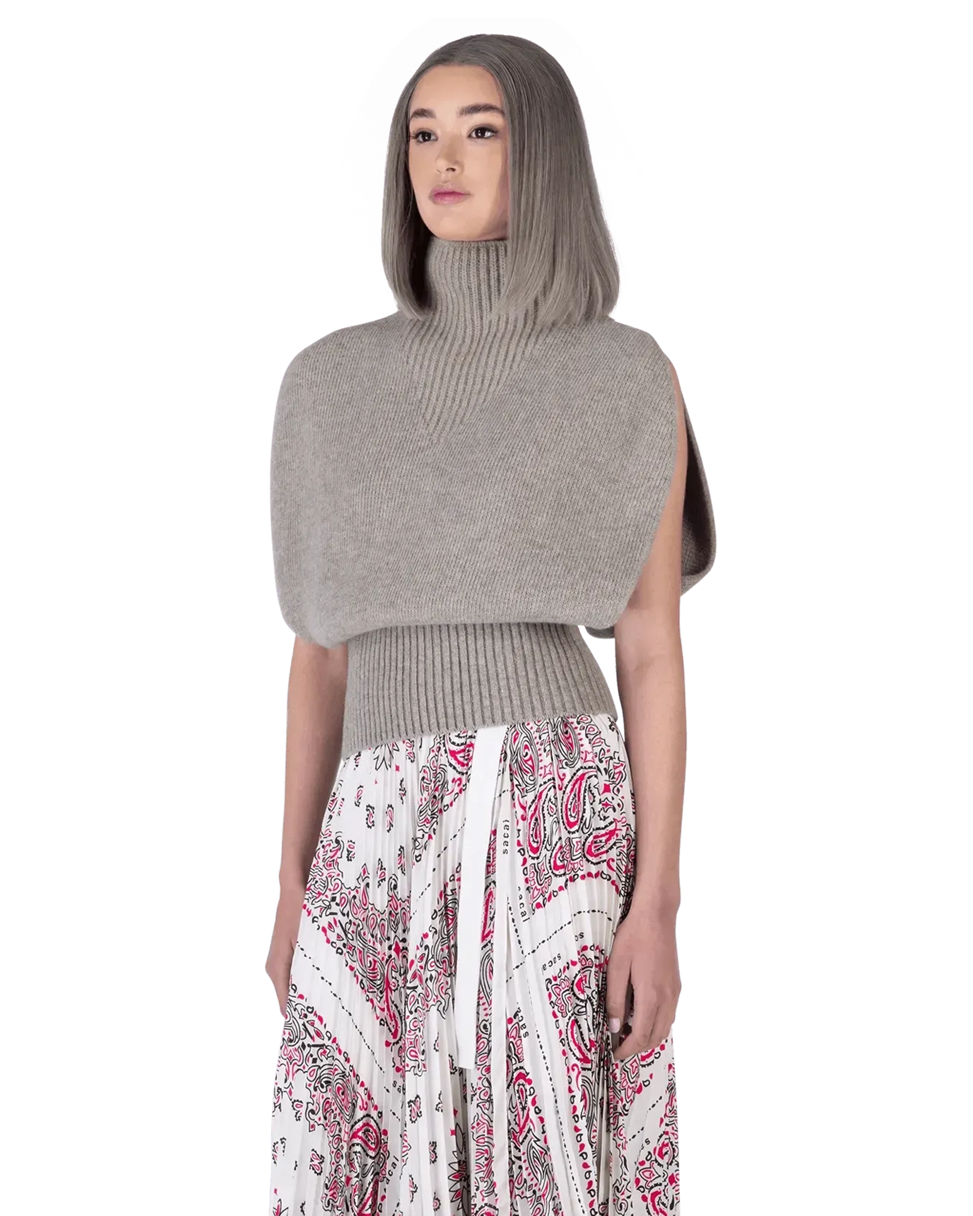 Shetland Double Face Turtleneck Sleeveless Sweater