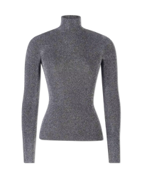 Metallic Lurex Ribbed Turtleneck - DIHSAN