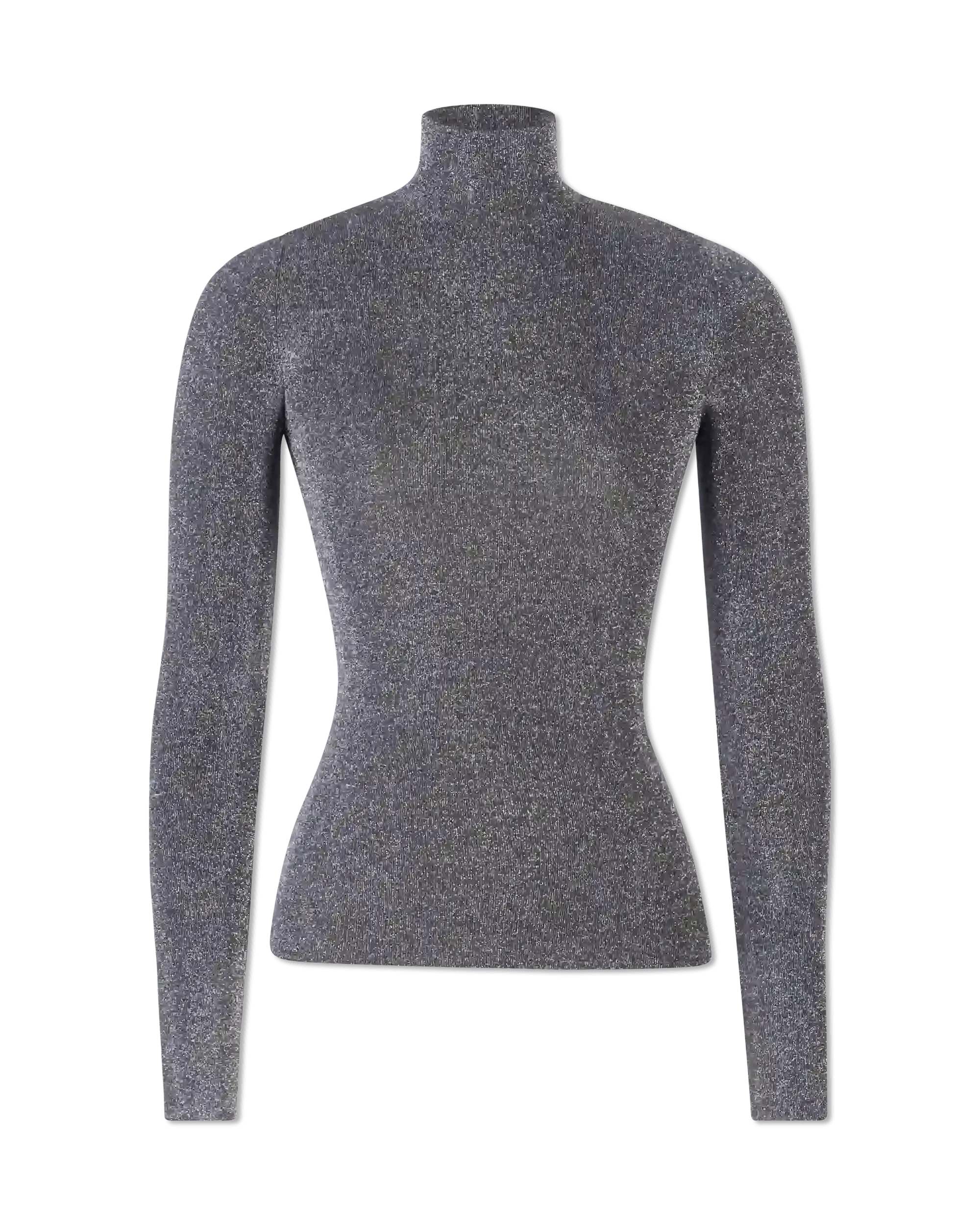 Metallic Lurex Ribbed Turtleneck - DIHSAN