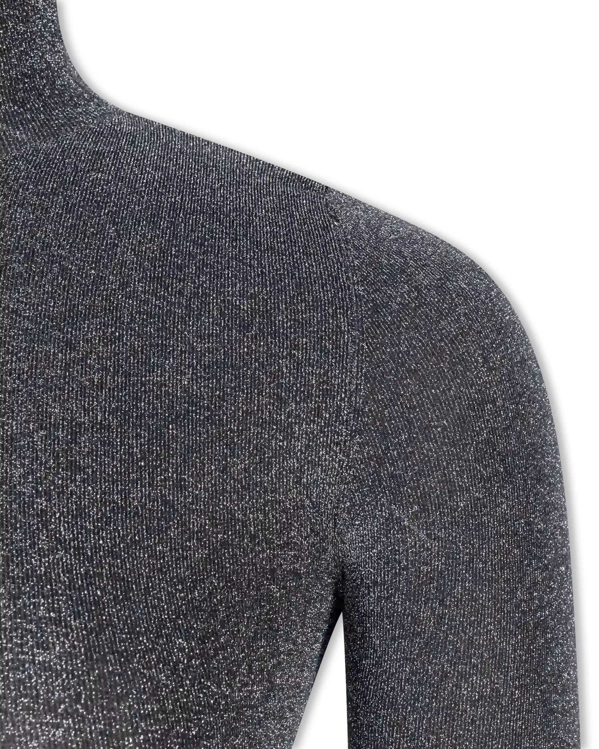 Metallic Lurex Ribbed Turtleneck - DIHSAN