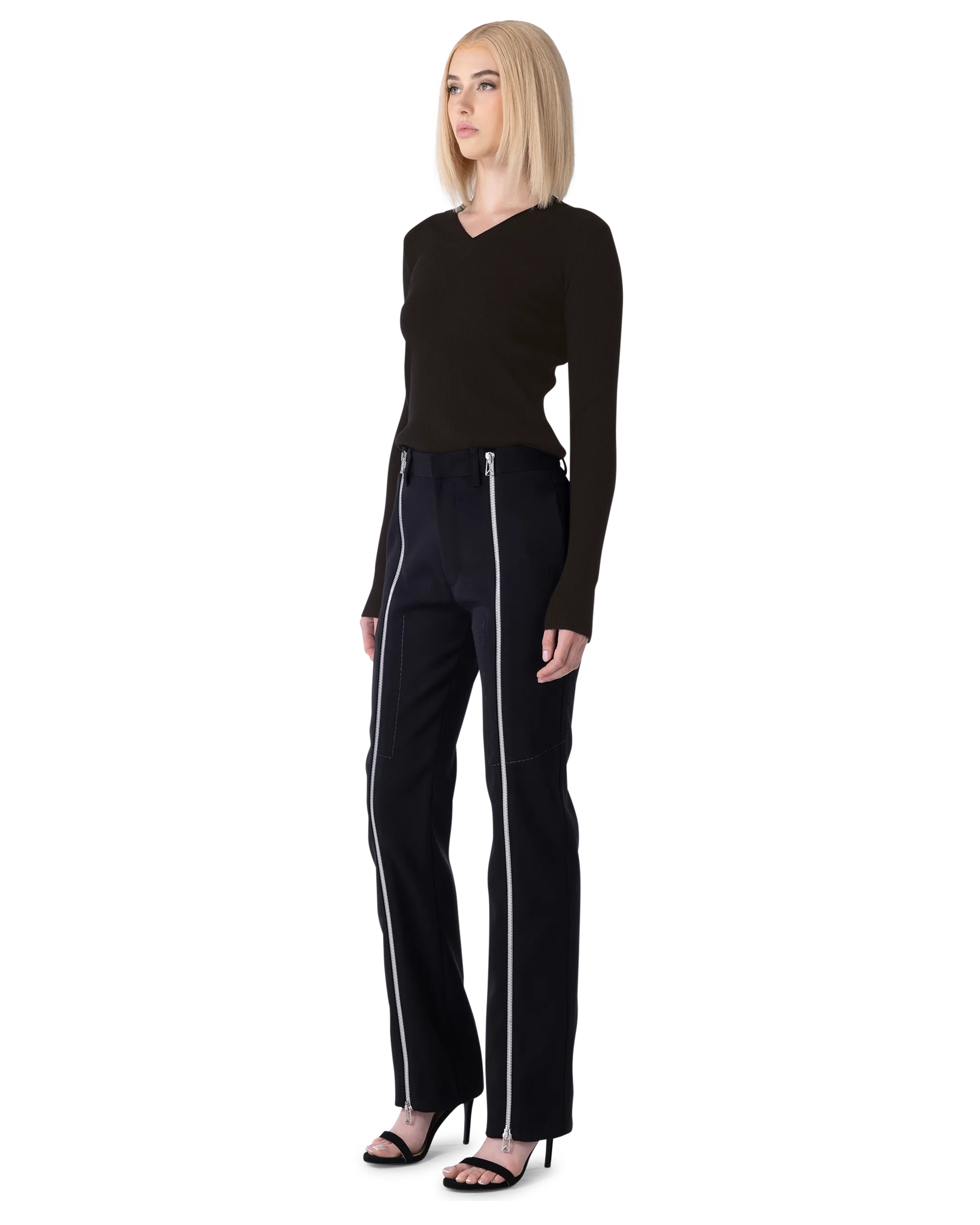 Lightweight Wool Ribbed V-Neck Sweater