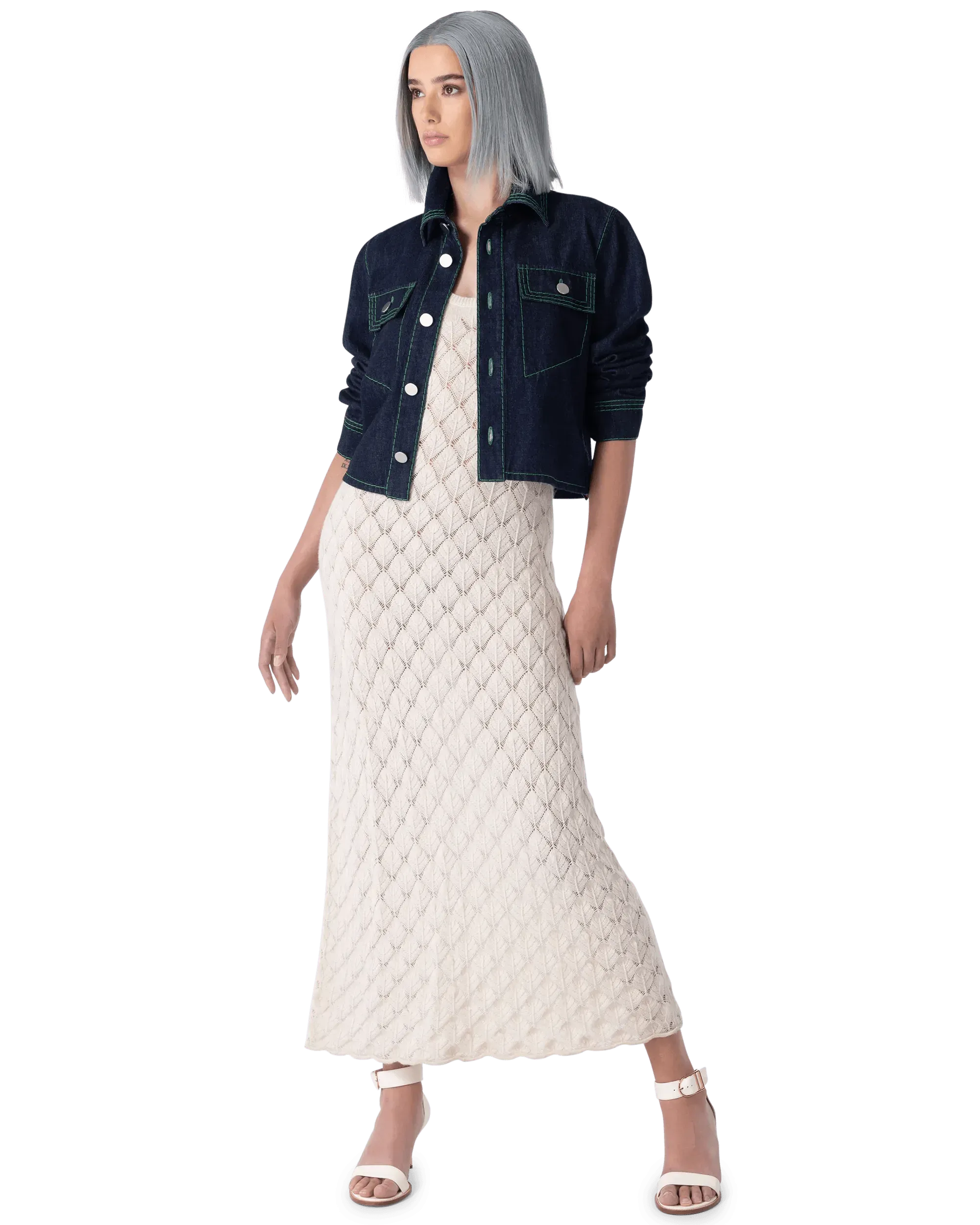 Embroidered 3-Stitch Denim Shirt - DIHSAN