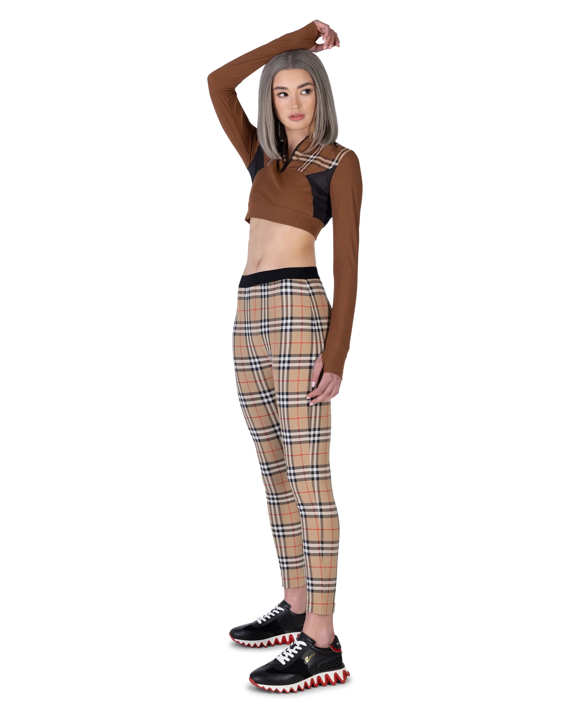 Bisque Polyamide Blend Belvoir Athleisure Leggings by Burberry | DIHSAN