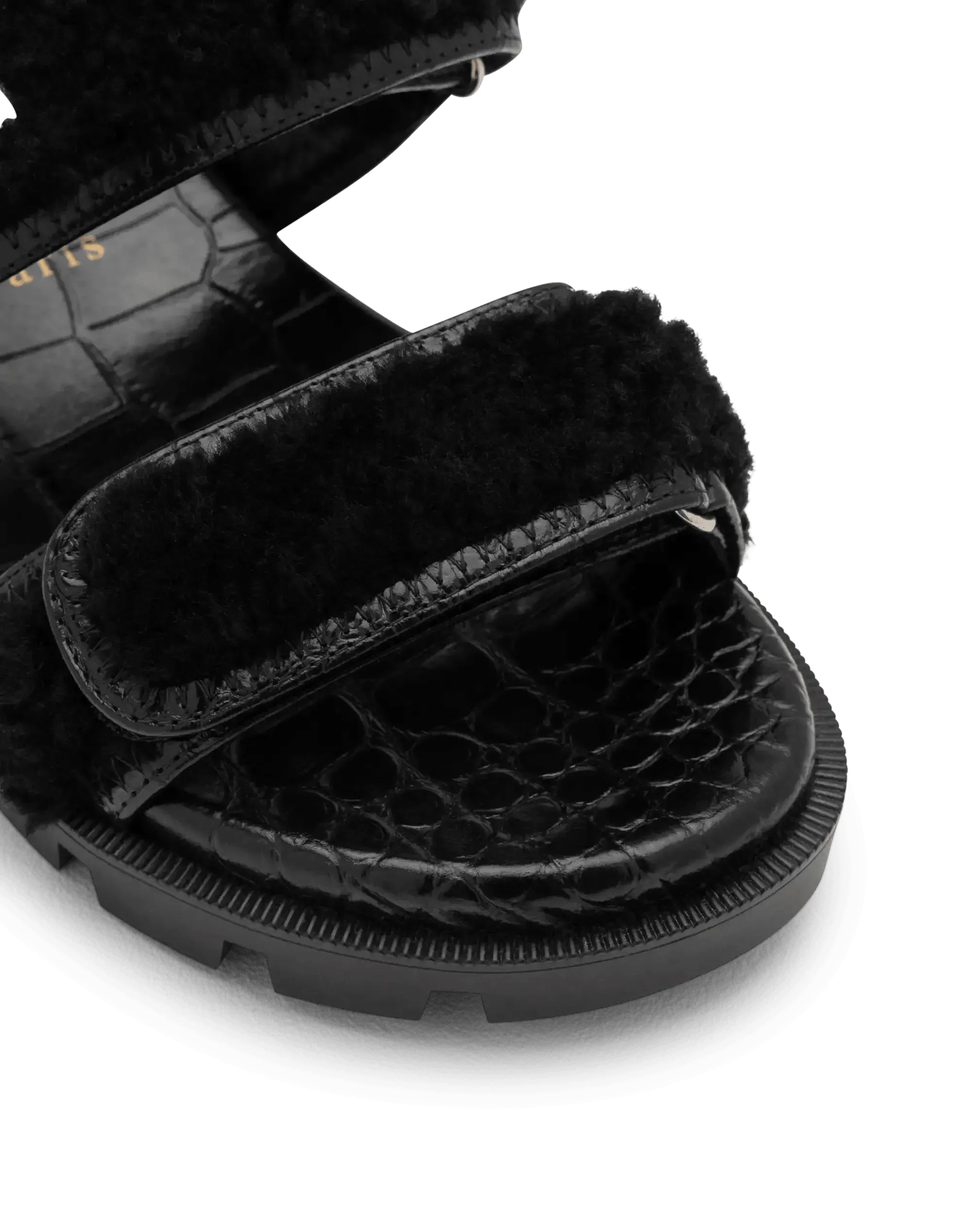 Lock Wool Flat Sandals - DIHSAN
