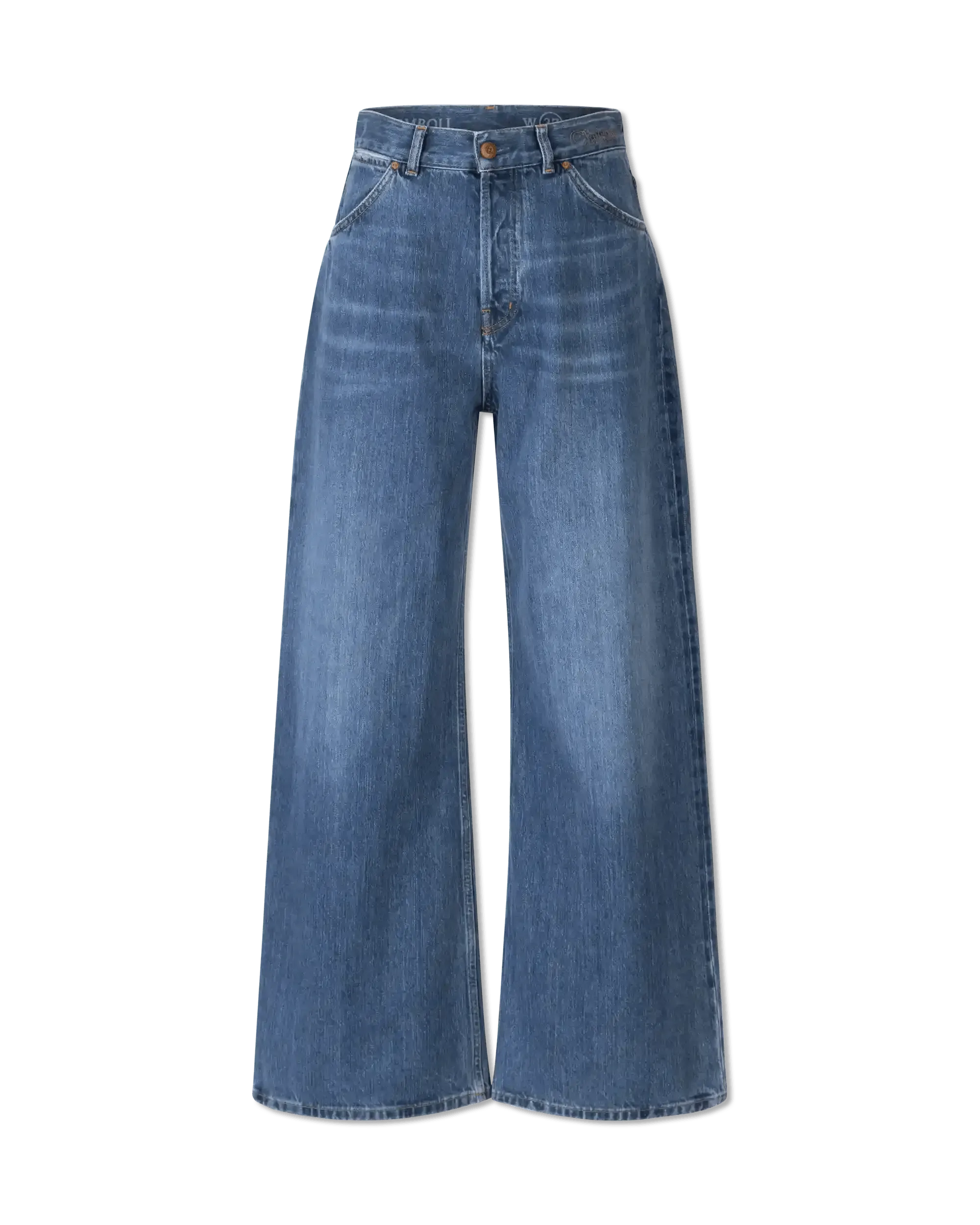 Logo Embroidered Wide Leg Jeans - DIHSAN