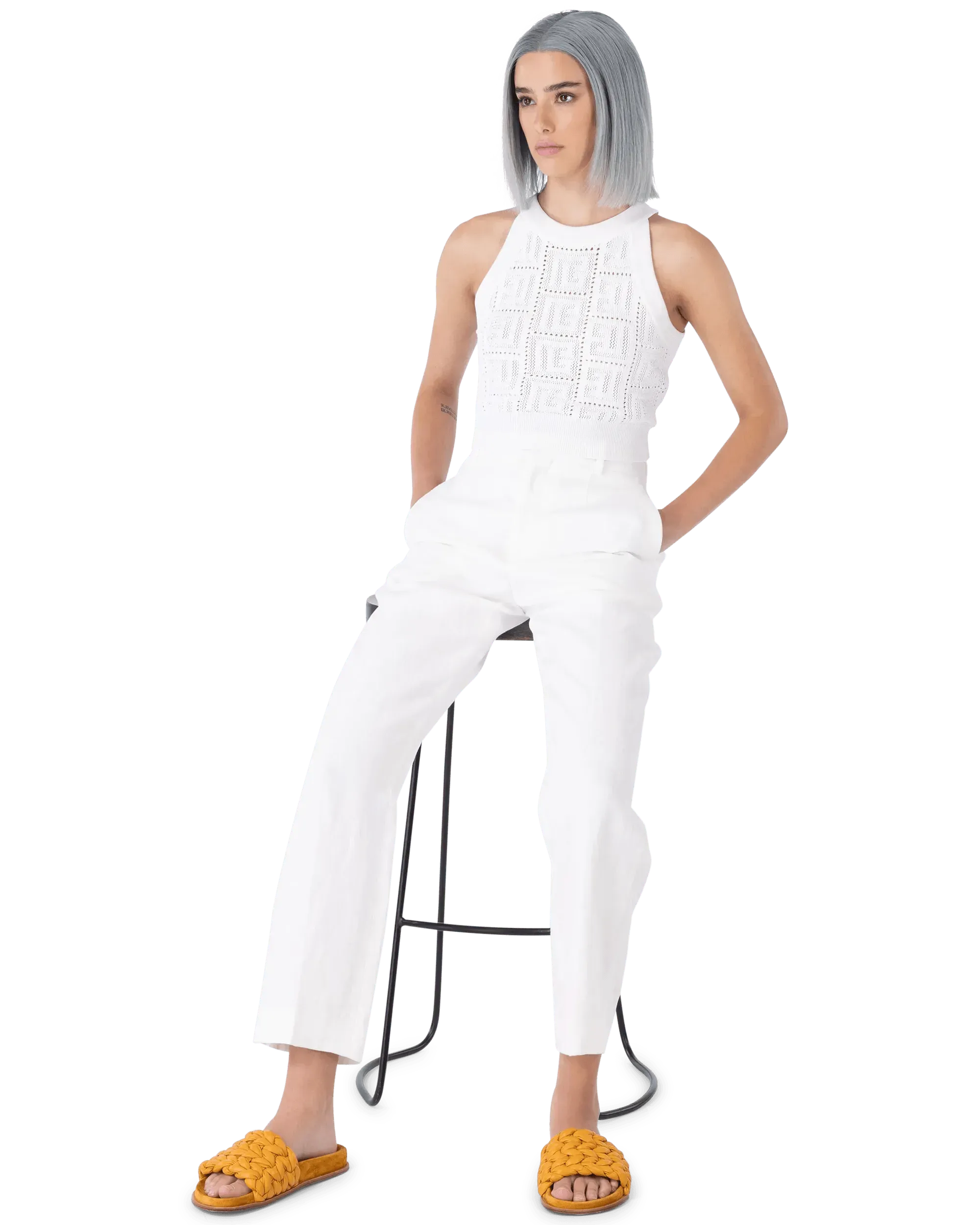 Straight Leg Linen Pants - DIHSAN