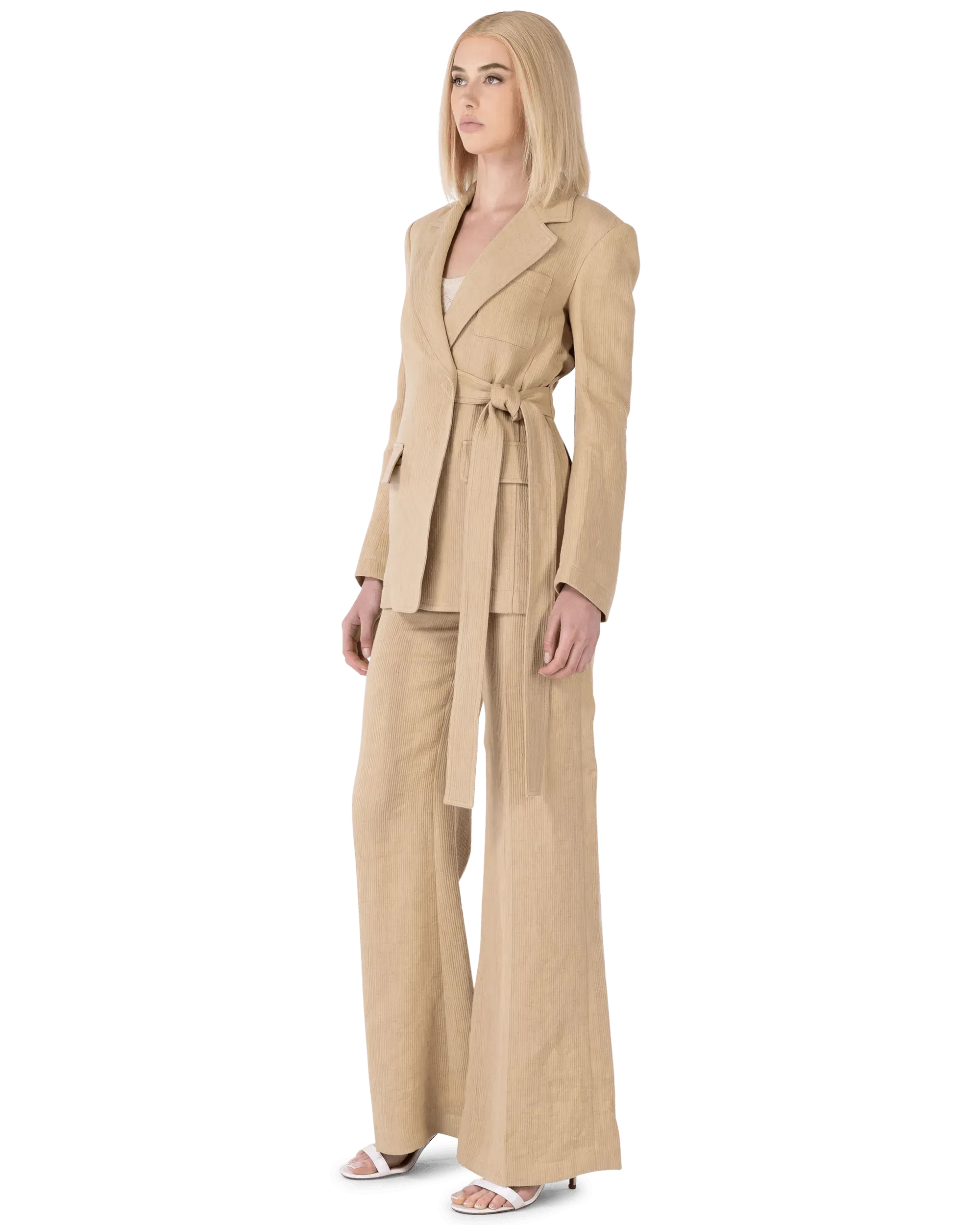 Corduroy Belted Blazer - DIHSAN