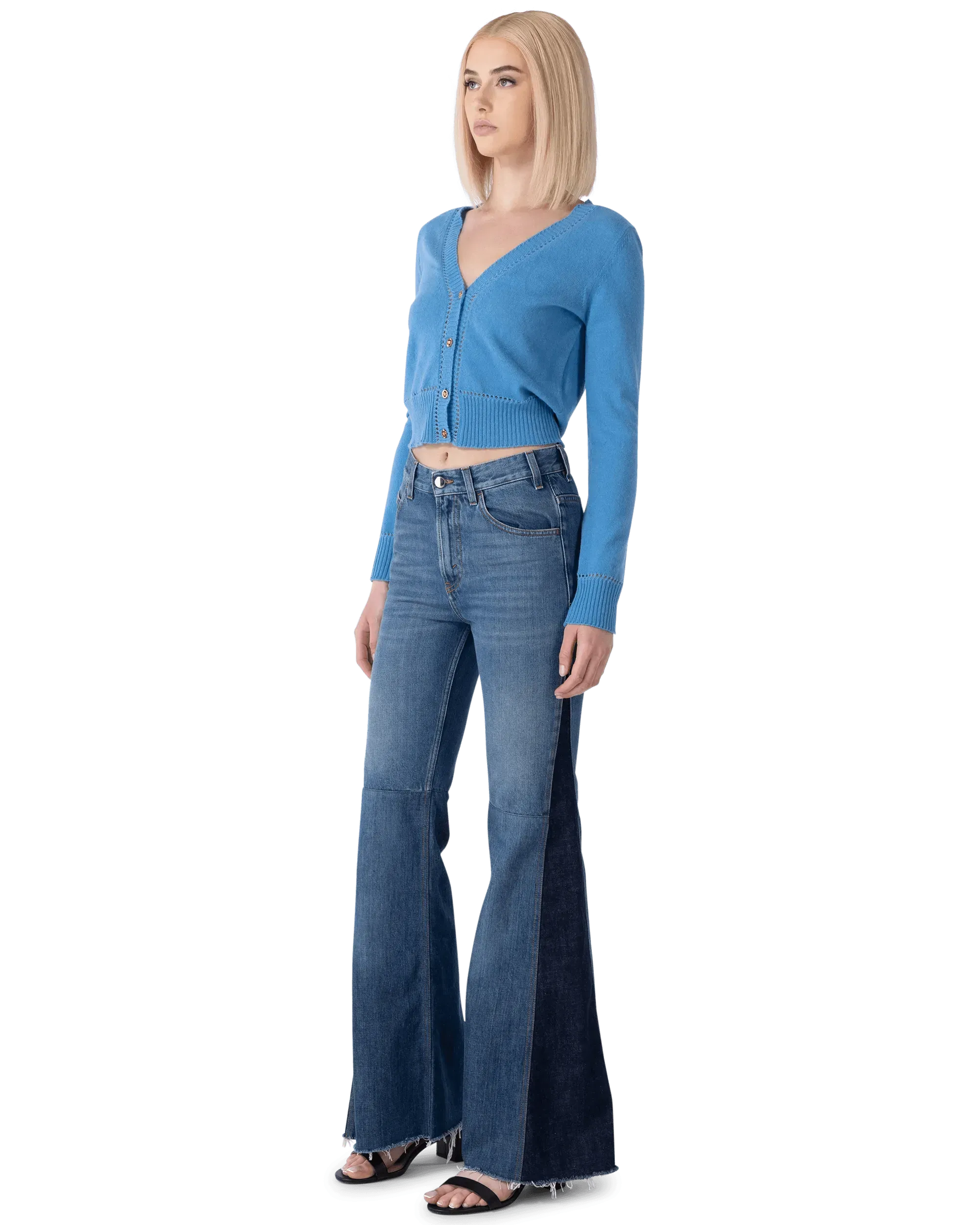 Distressed Hem Flared Leg Jeans - DIHSAN