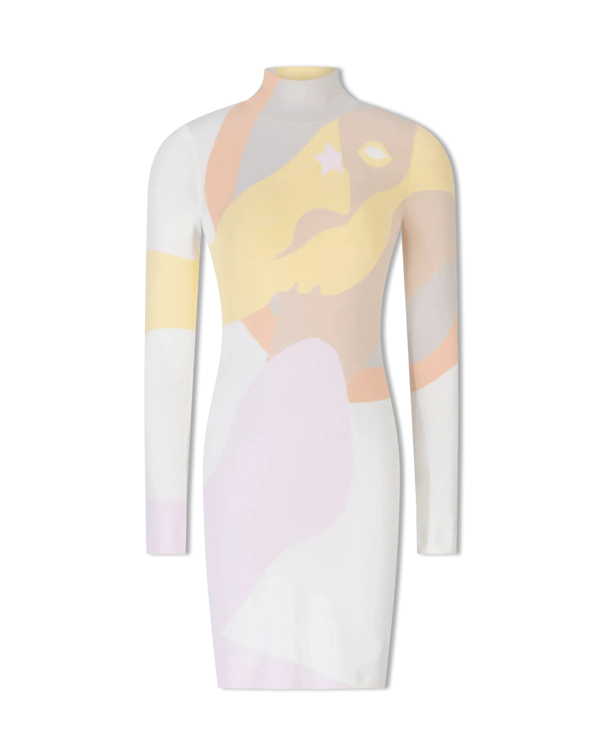 Art Print Long Sleeve Dress - DIHSAN