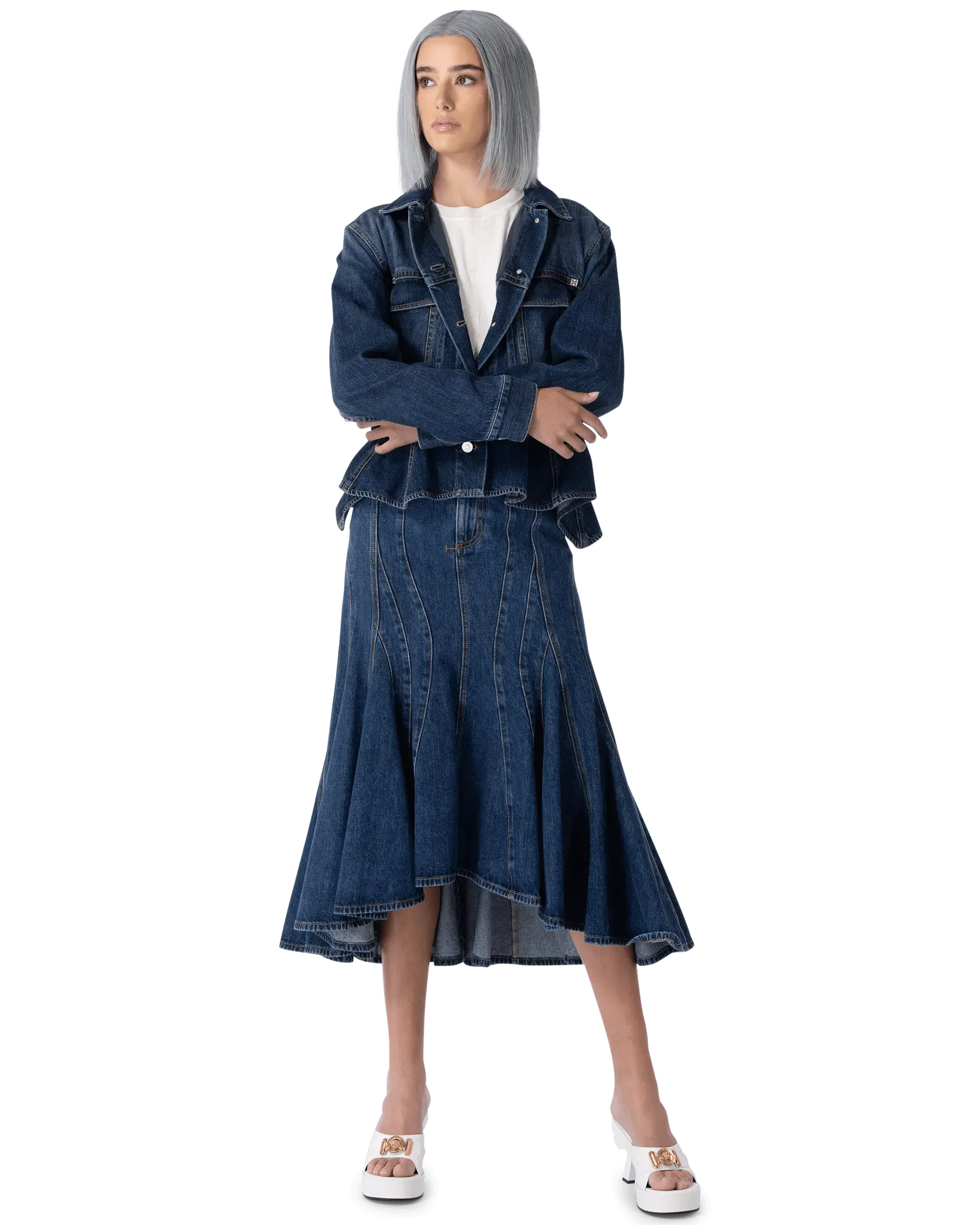 Peplum Denim Jacket - DIHSAN