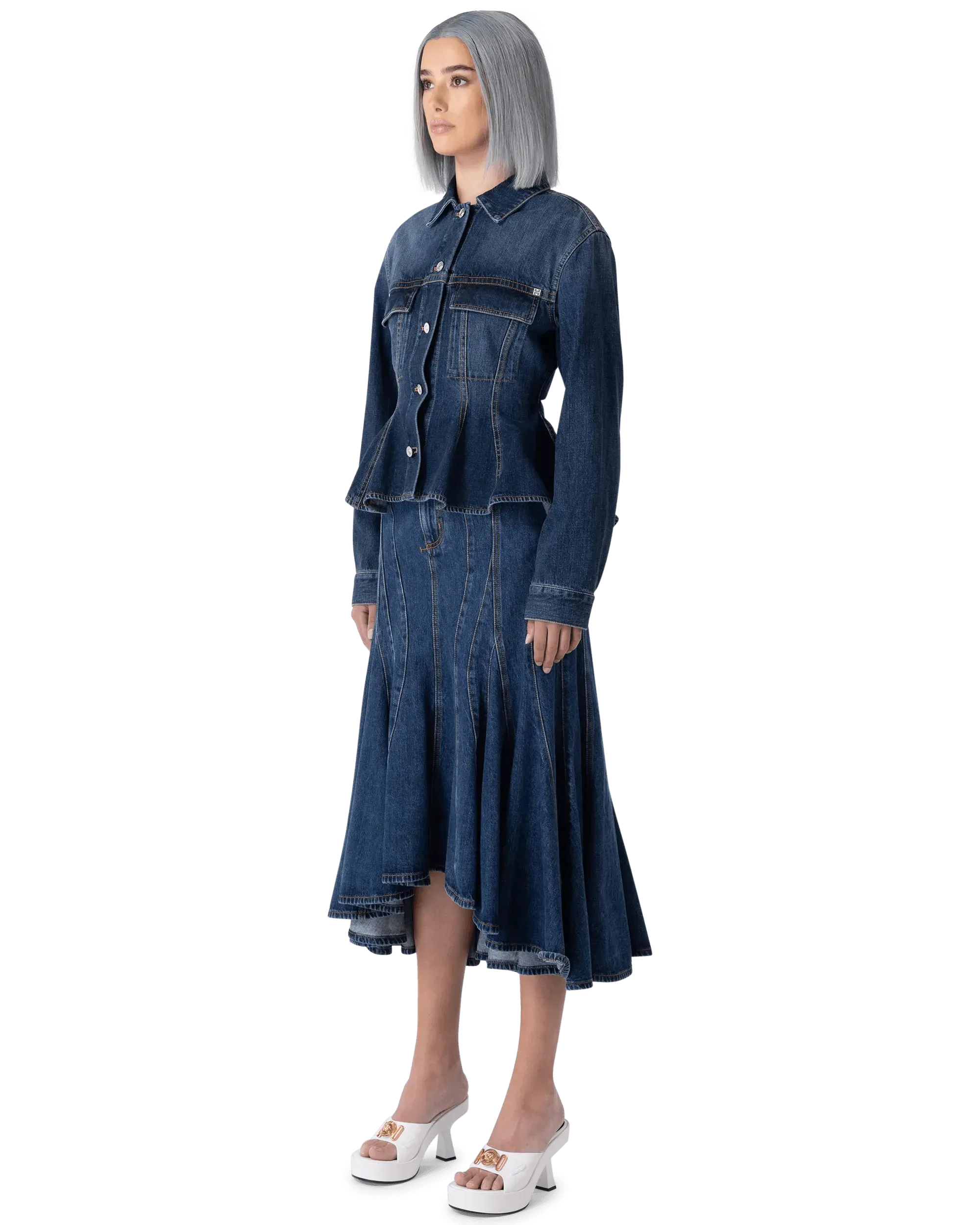 Peplum Denim Jacket - DIHSAN