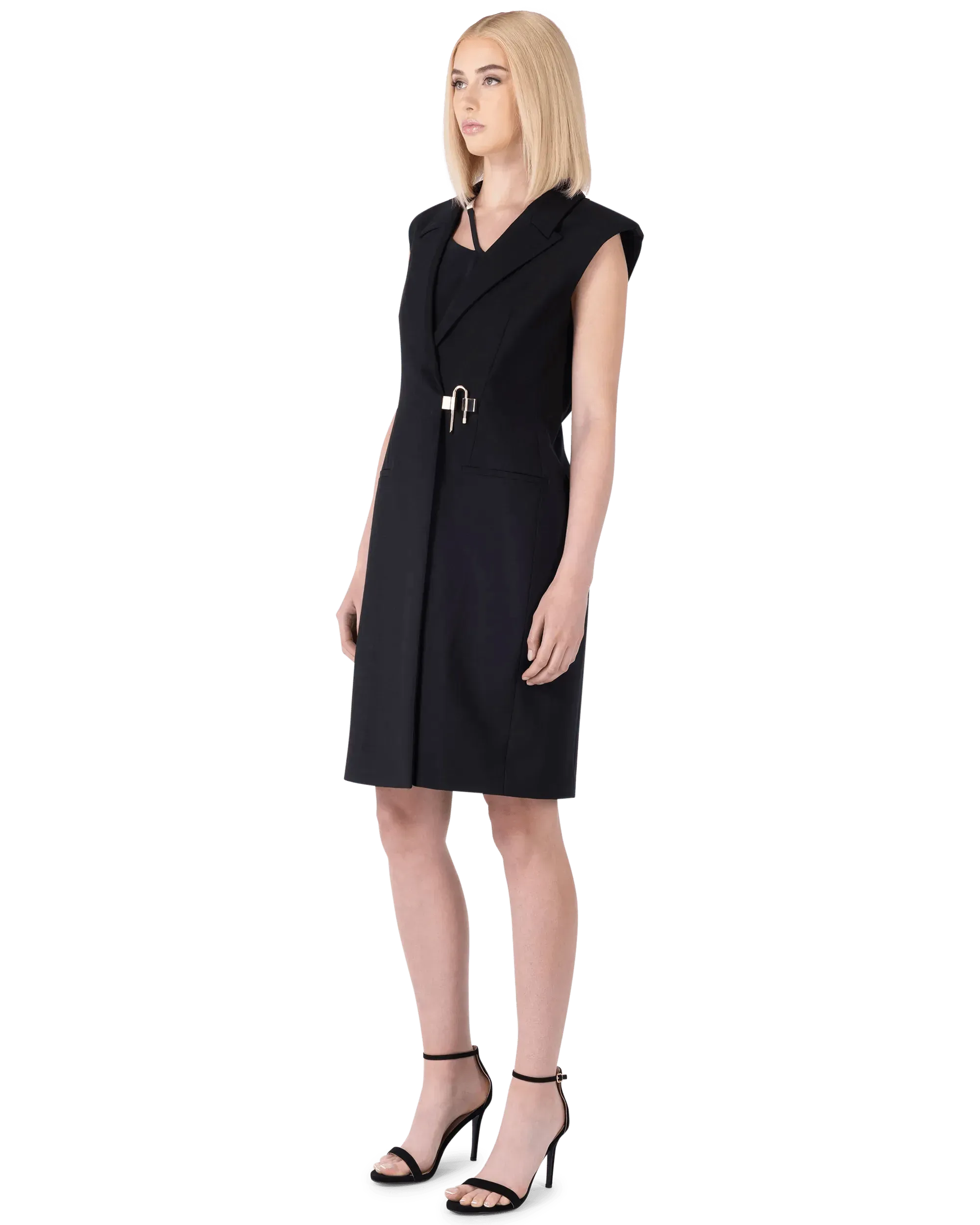 Lapel Collared U-Lock Dress - DIHSAN