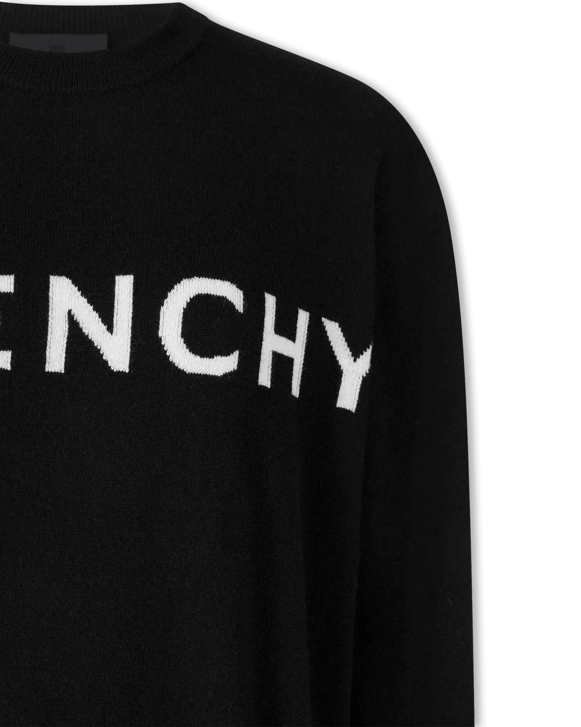 Two-Tone Cashmere Logo Crewneck Sweater - DIHSAN