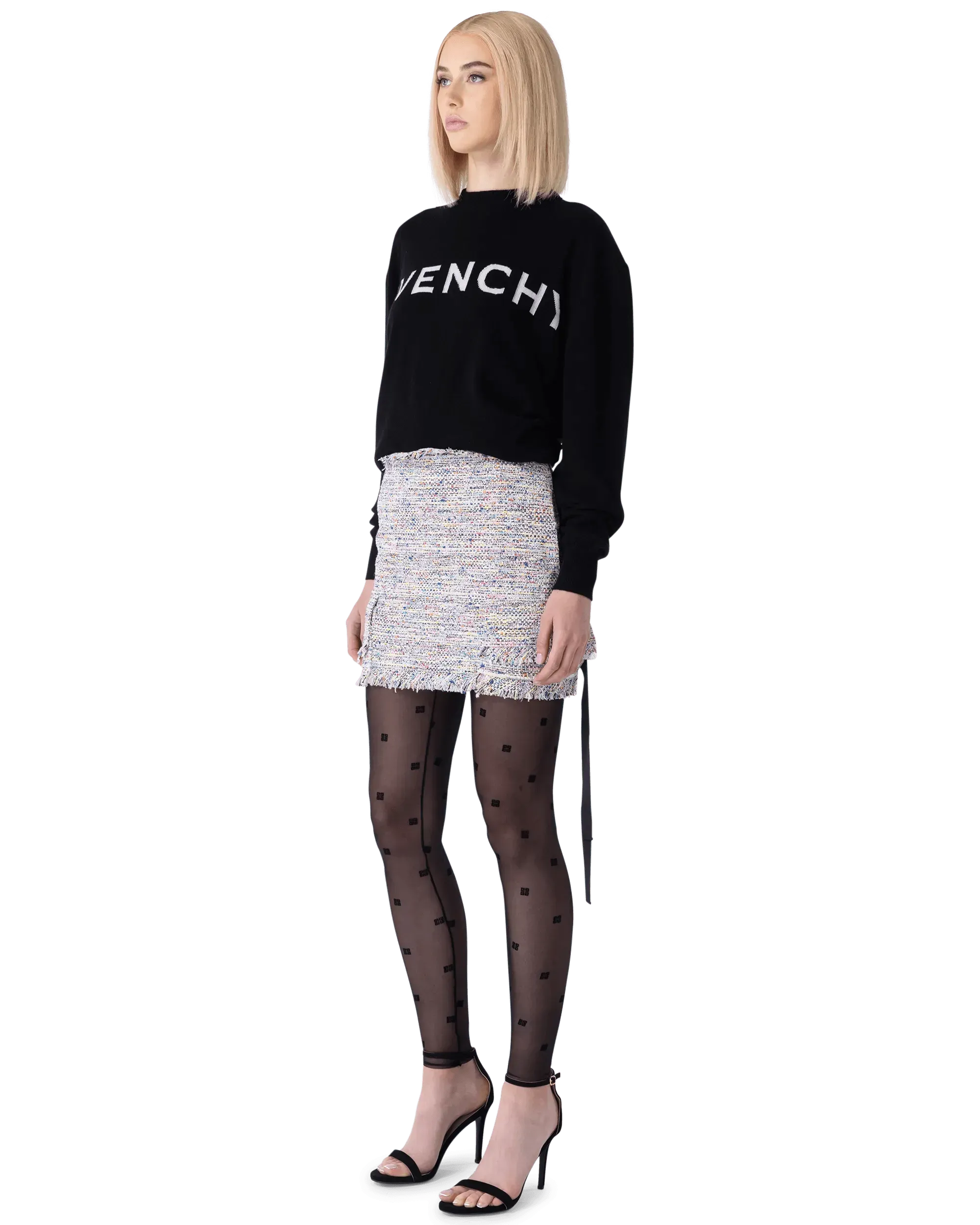 Two-Tone Cashmere Logo Crewneck Sweater - DIHSAN