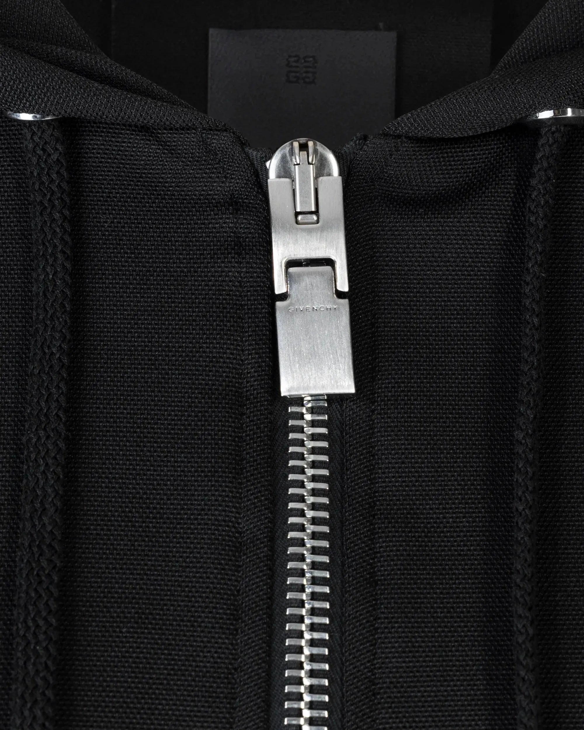 Black Polyester Blend Logo Tape Cropped Zip Up Hoodie by Givenchy | DIHSAN