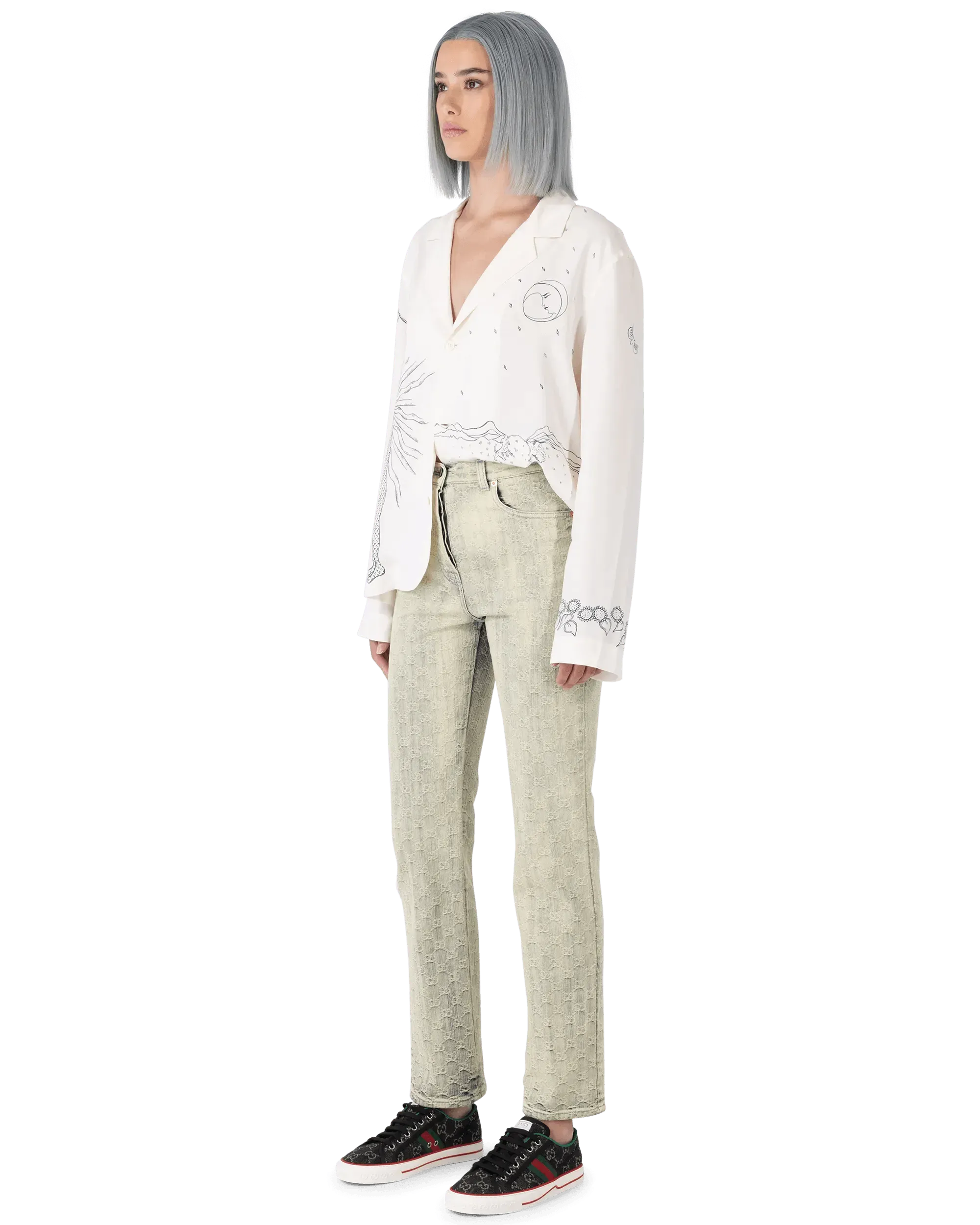 Ecowashed Monogram Jeans - DIHSAN