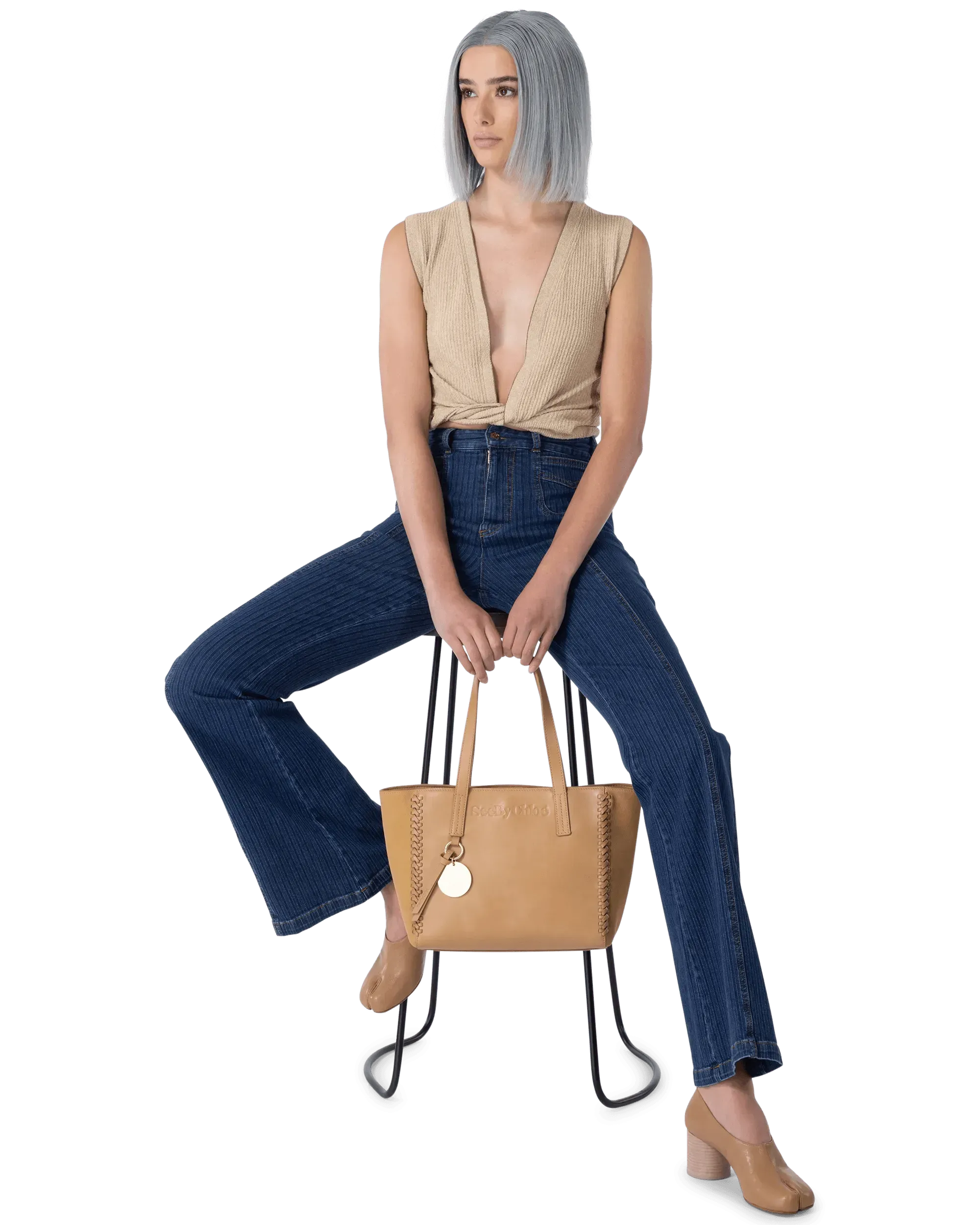 Front-Tie Sleeveless Knit Top - DIHSAN