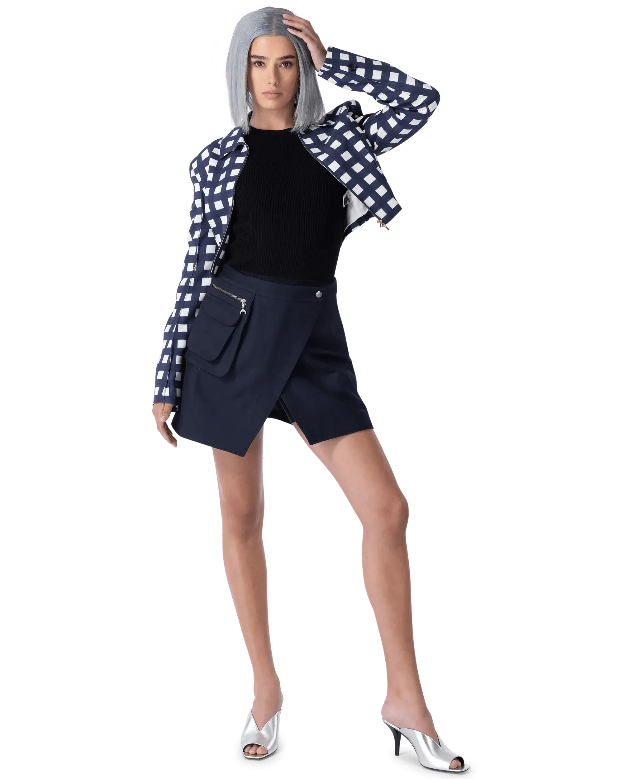 Limao Check Cropped Jacket - DIHSAN