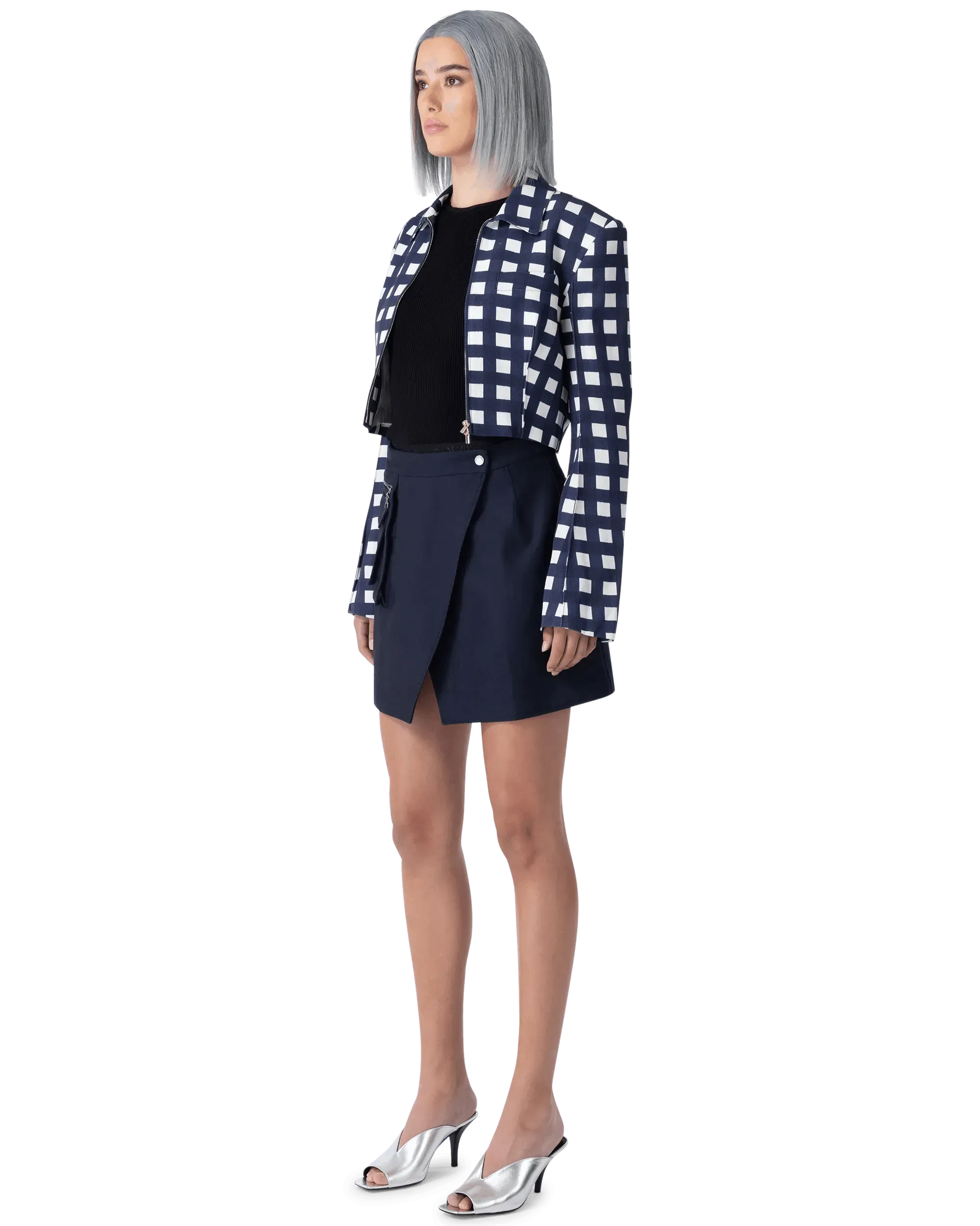 Limao Check Cropped Jacket - DIHSAN
