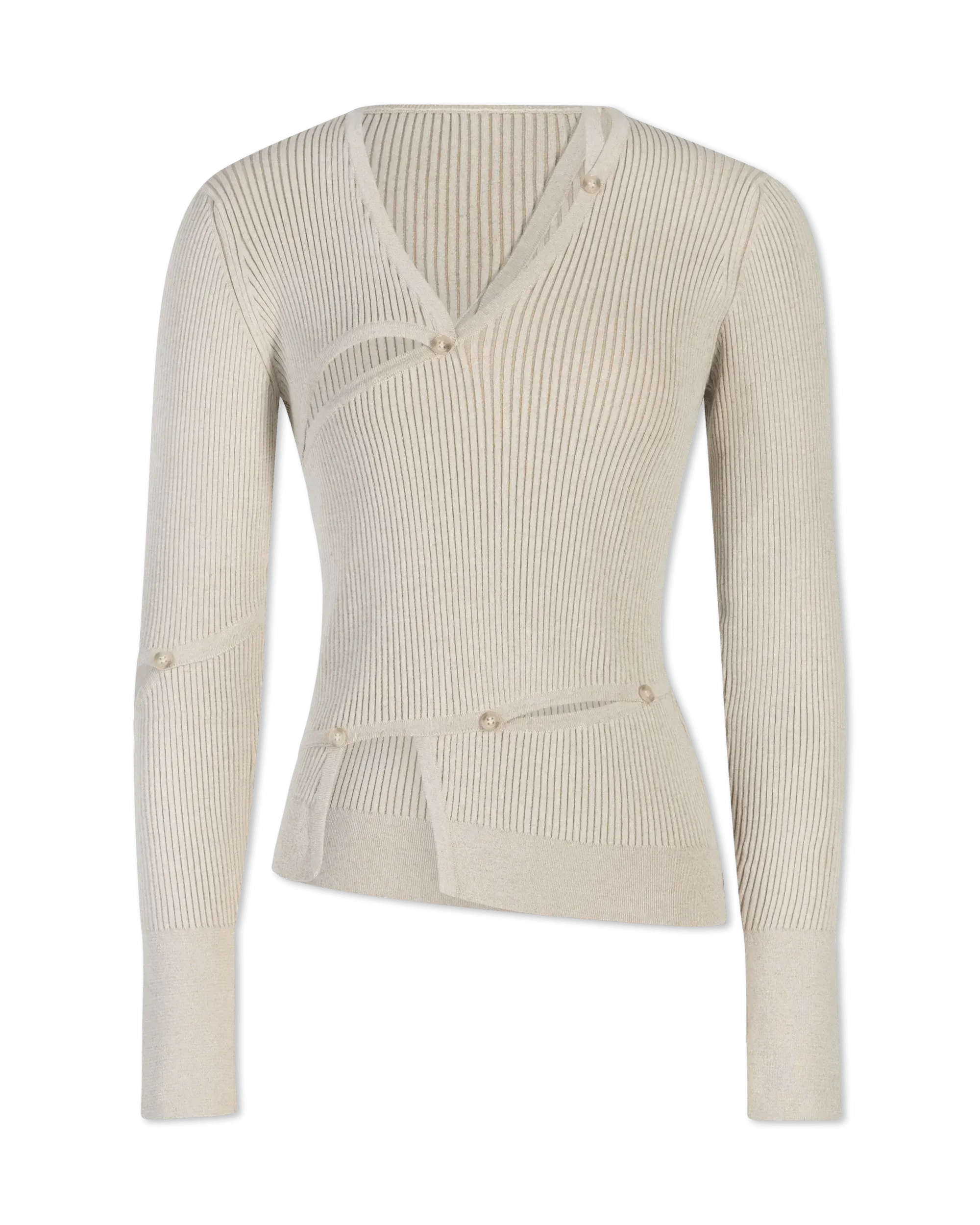 Tordu Cut-Out Ribbed Sweater - DIHSAN