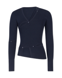 Tordu Cut-Out Ribbed Sweater - DIHSAN