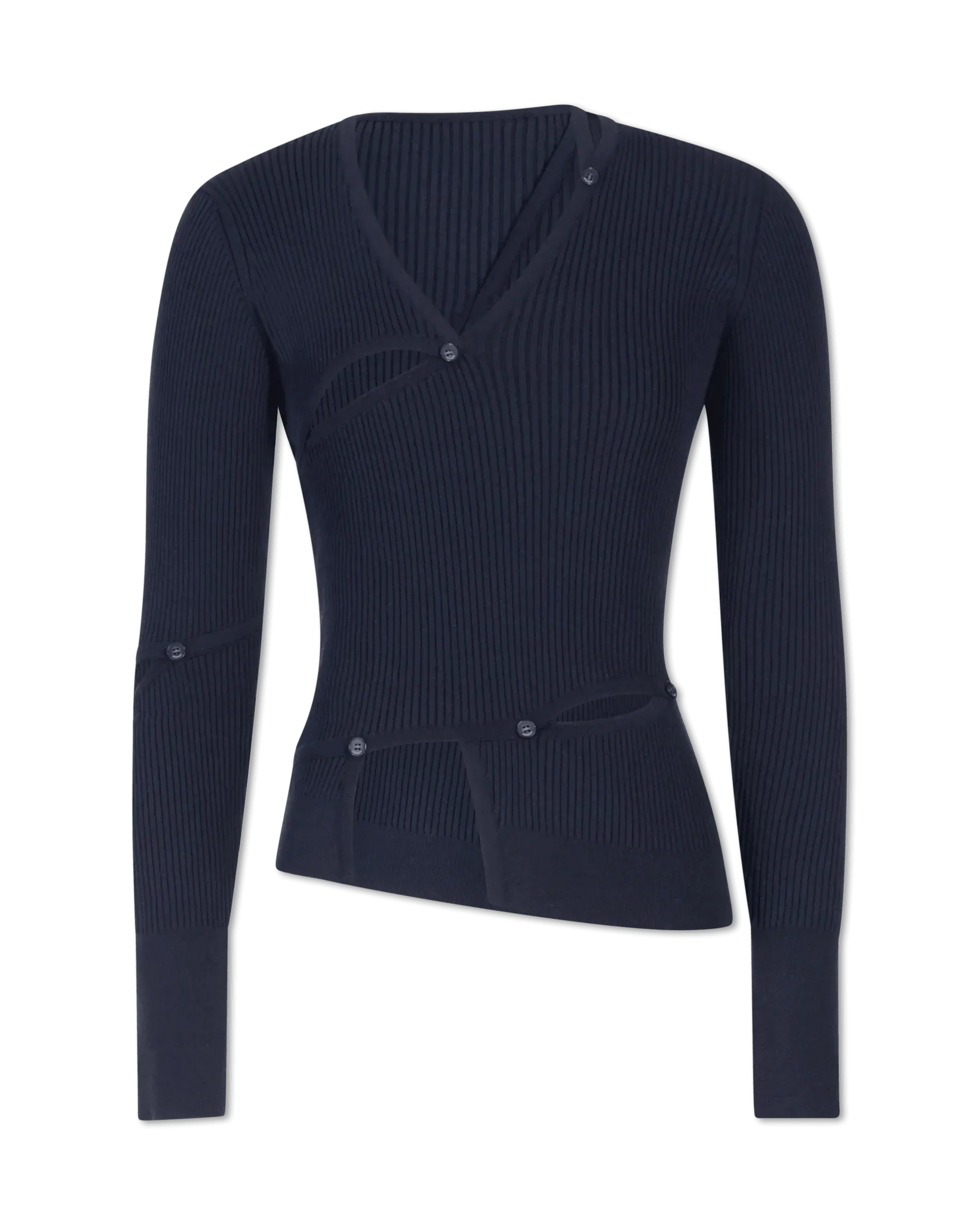 Tordu Cut-Out Ribbed Sweater - DIHSAN