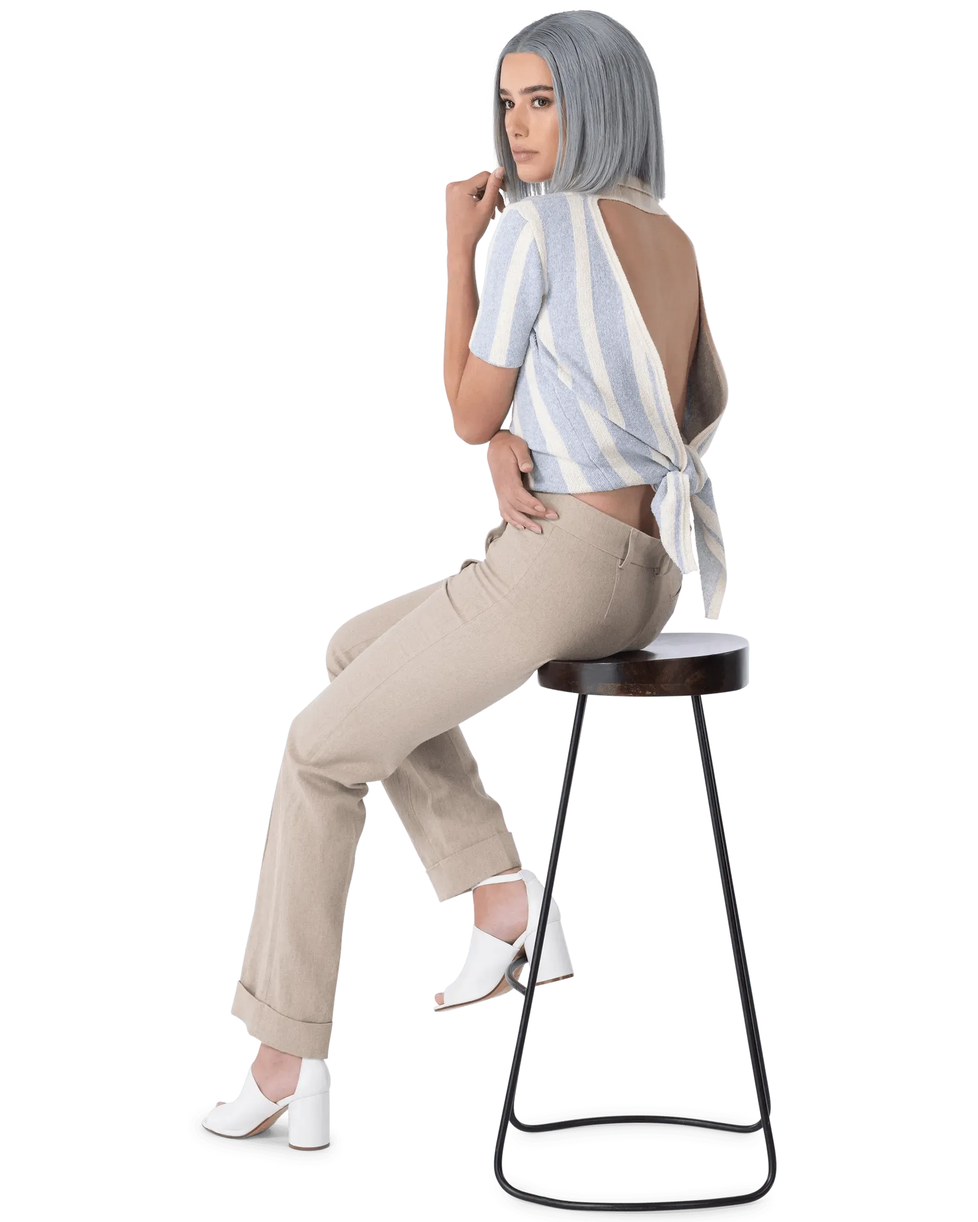 Fresa Straight Leg Cuff Hem Pants - DIHSAN