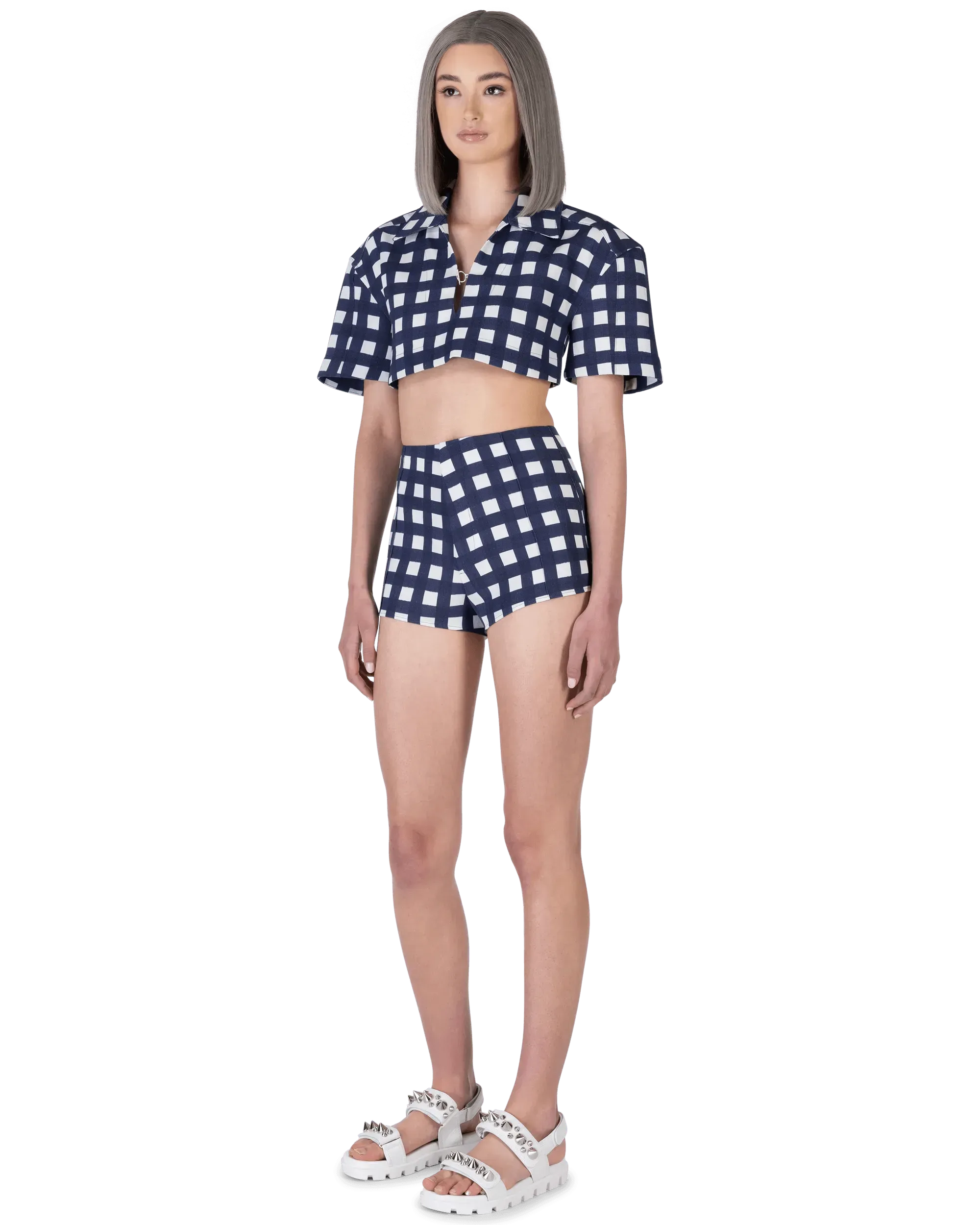 Bebi Check Cropped Top - DIHSAN
