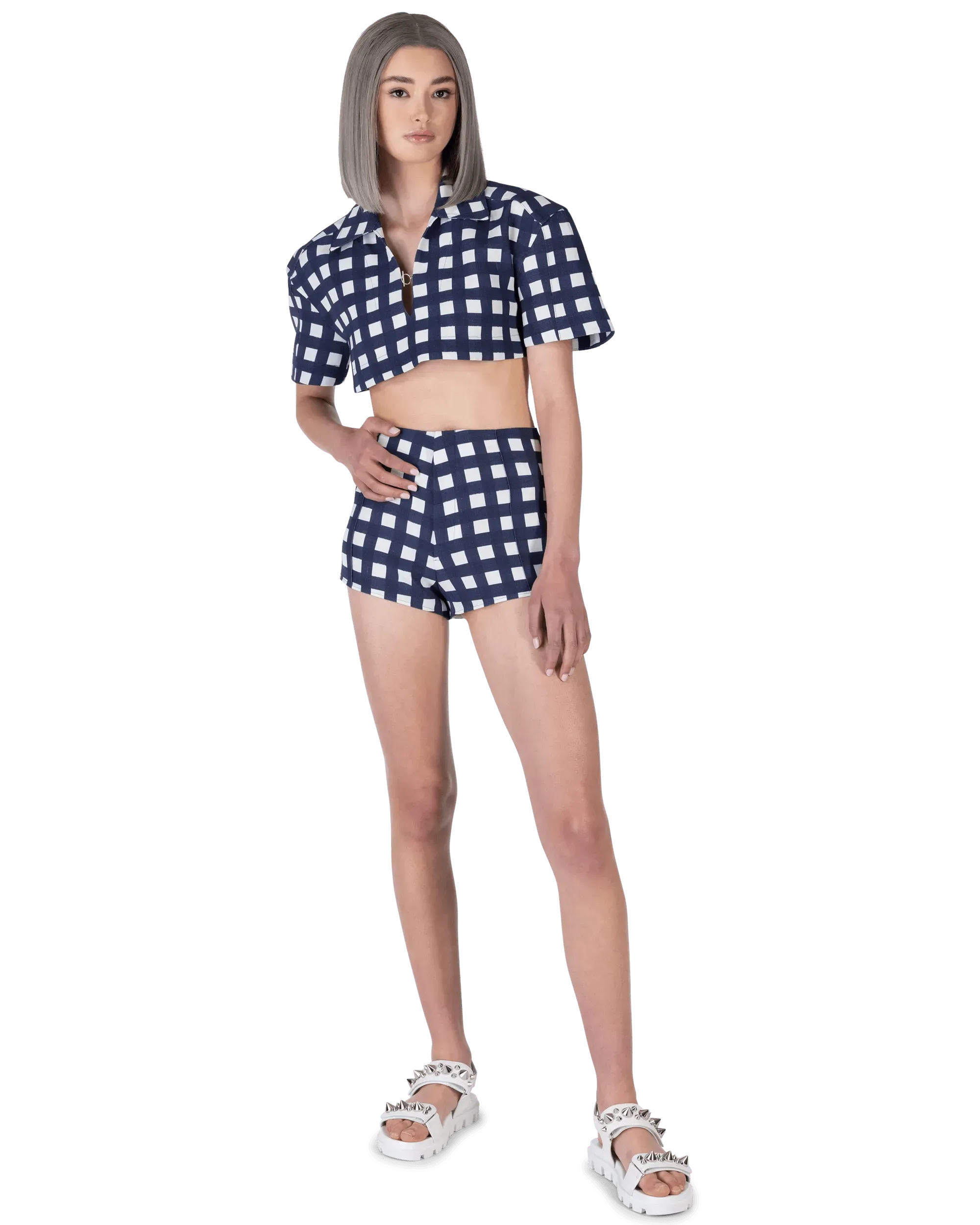 Bebi Check Cropped Top - DIHSAN