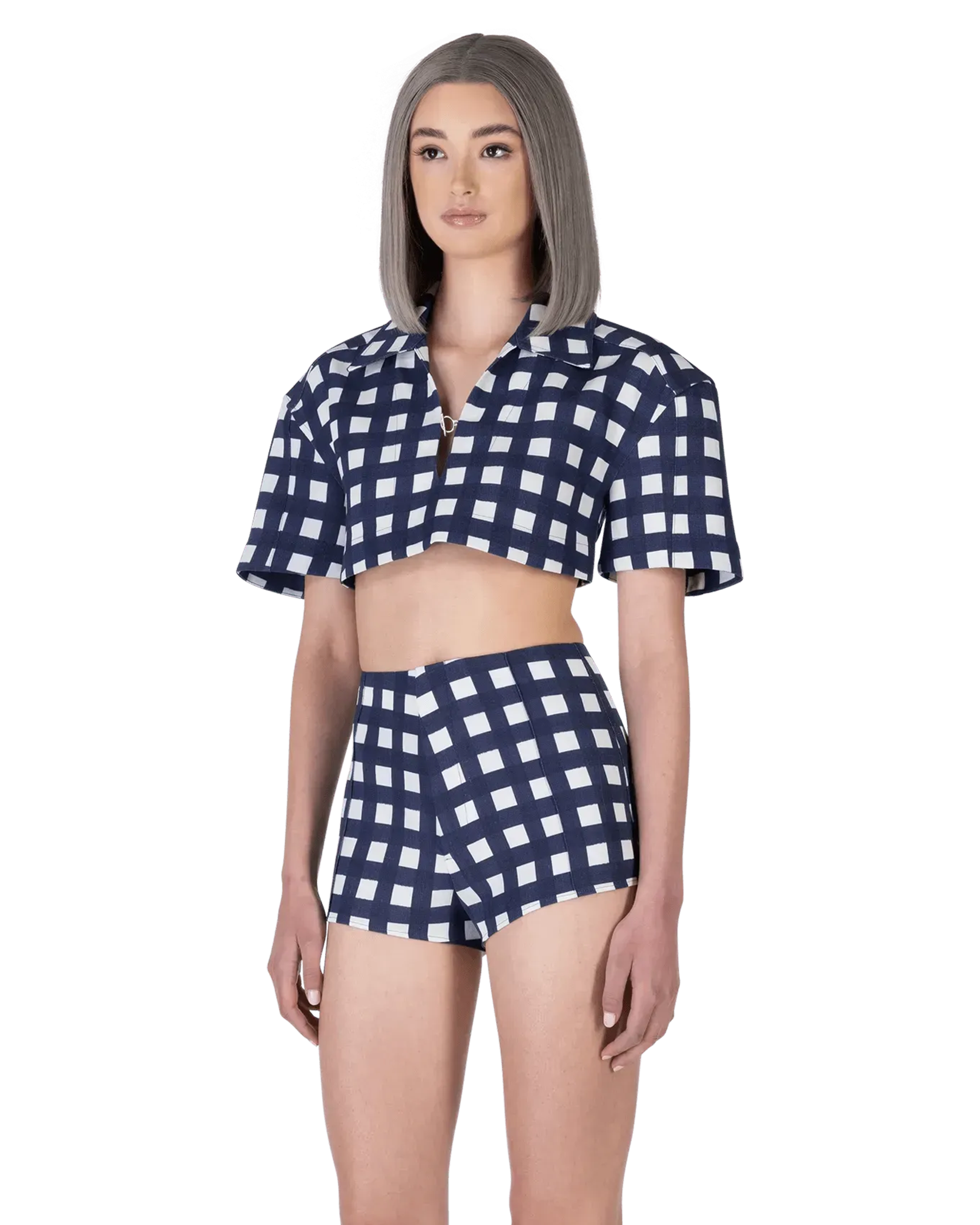 Bebi Check Cropped Top