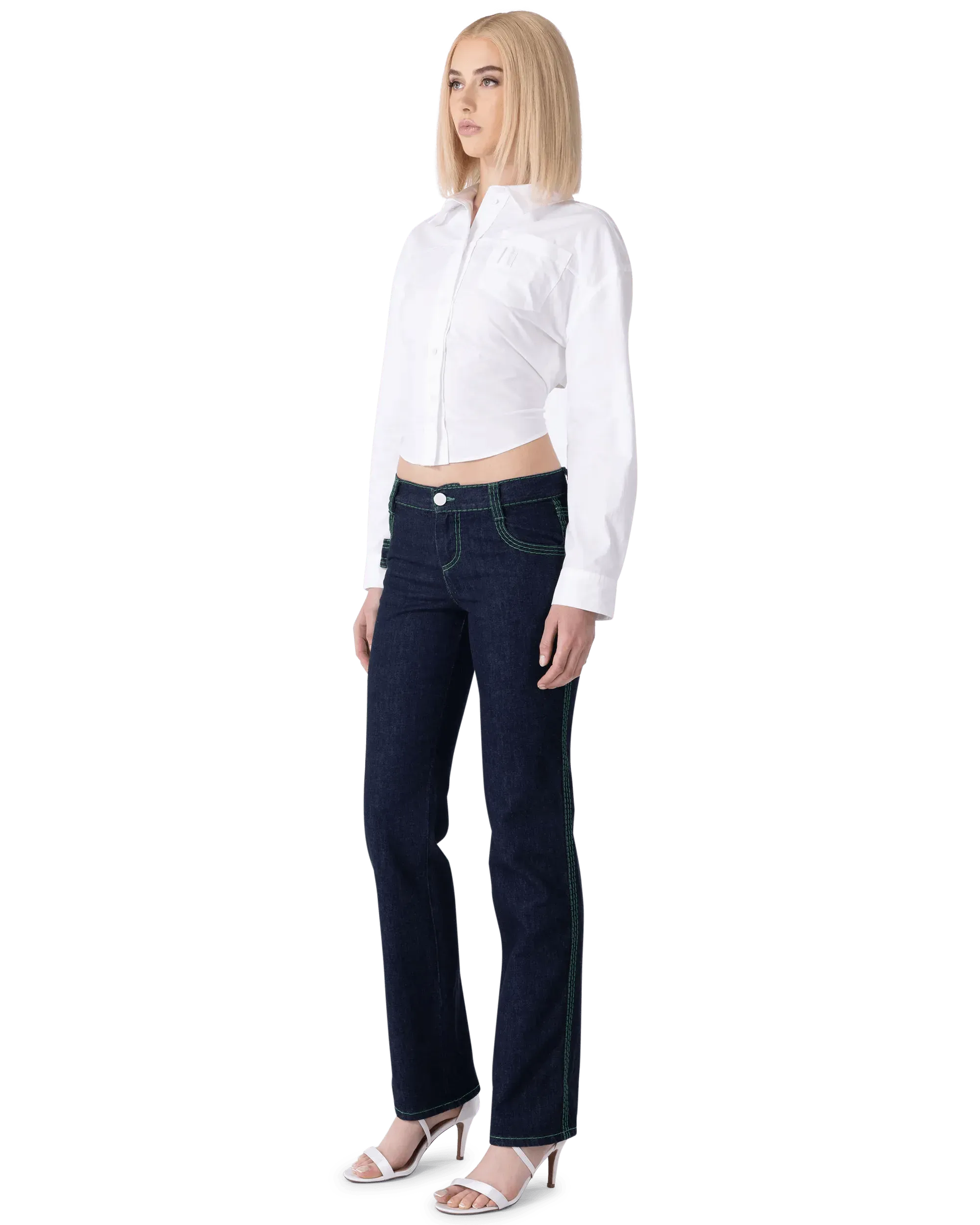 Aqua Back Cut-Out Blouse - DIHSAN