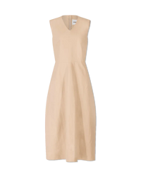 Coated Linen Sleeveless Long Dress - DIHSAN