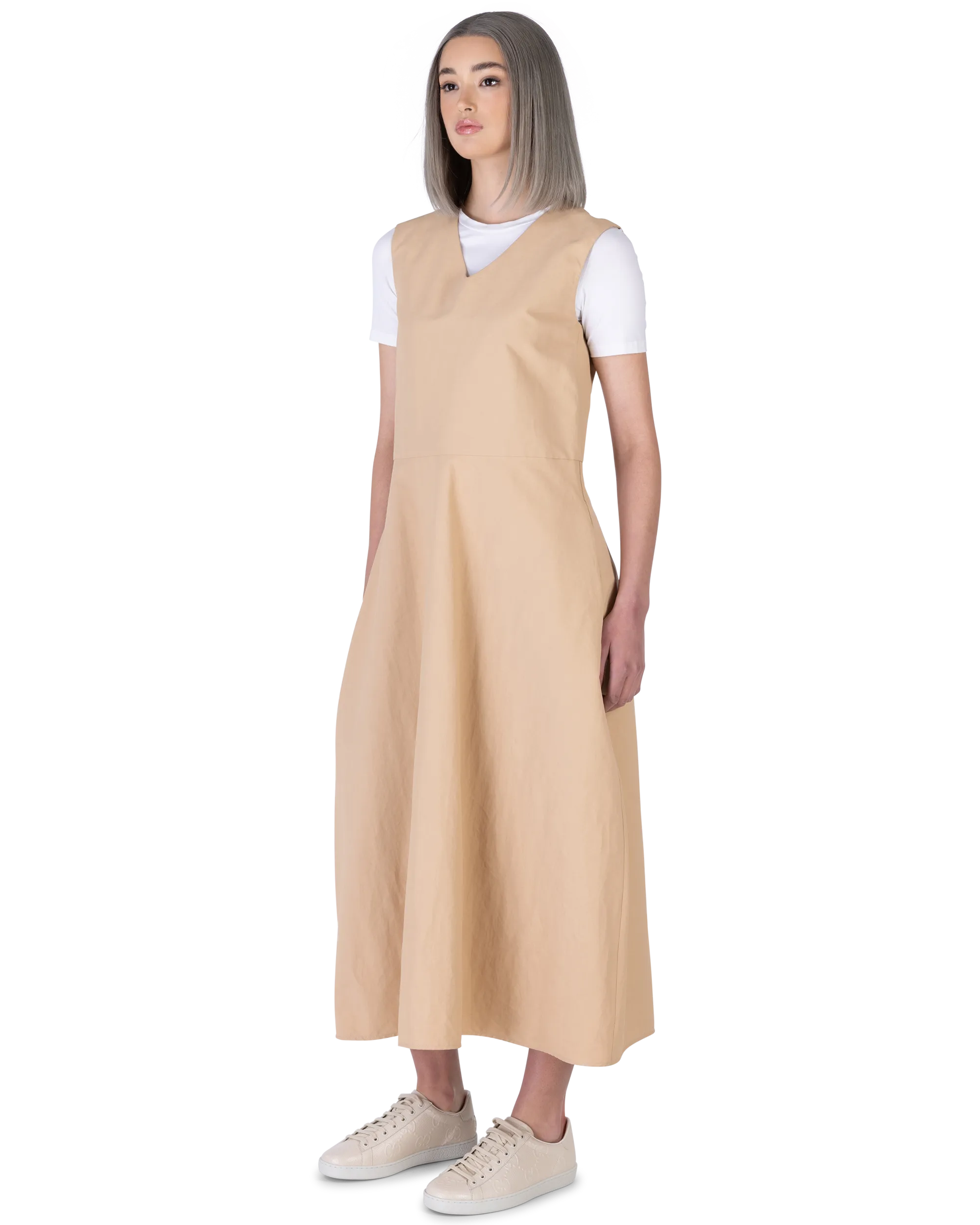 Coated Linen Sleeveless Long Dress