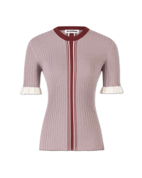 Ribbed Knit Short Sleeve Sweater - DIHSAN