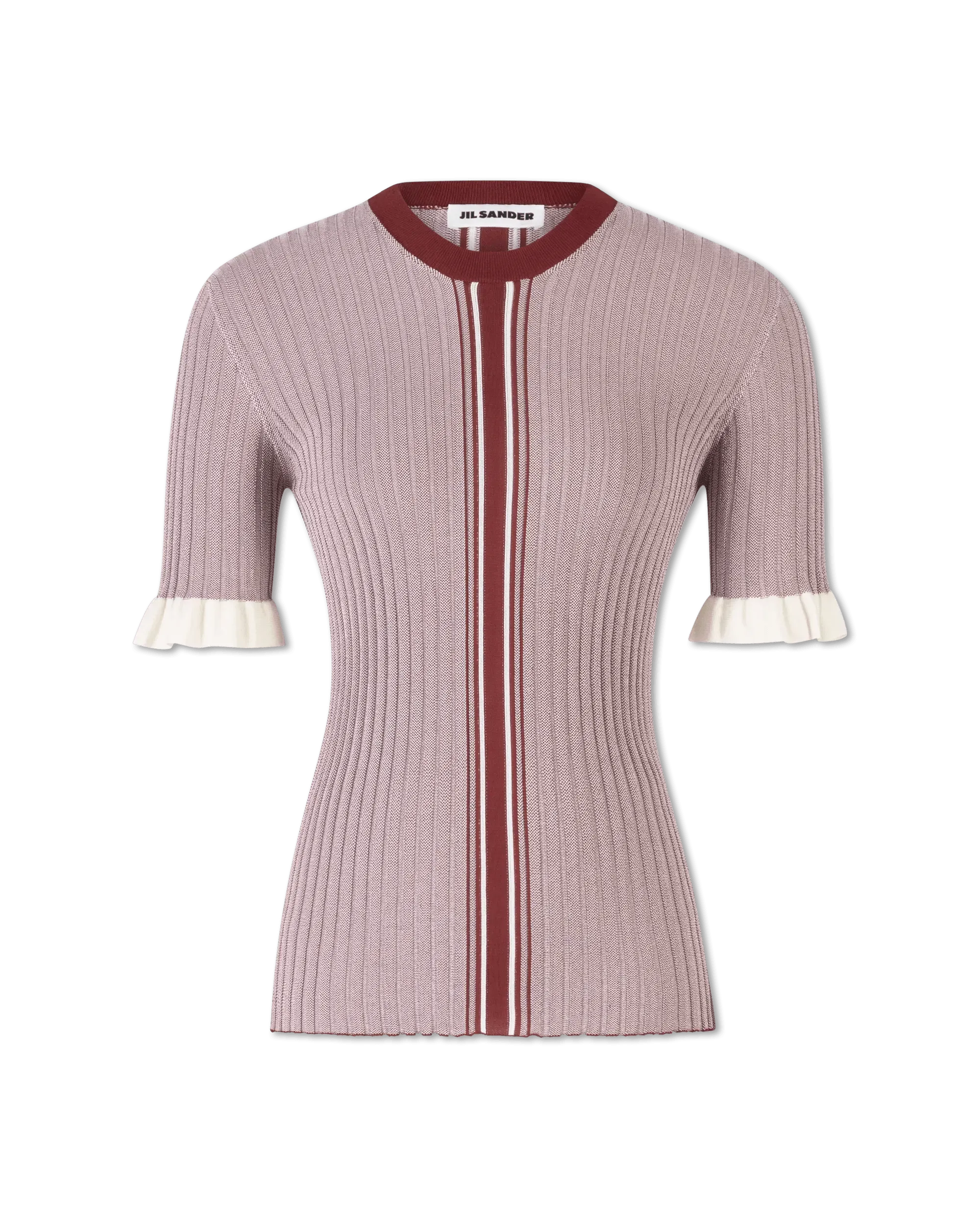 Ribbed Knit Short Sleeve Sweater - DIHSAN