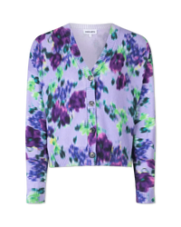 Blurred Floral Printed Buttoned Cardigan - DIHSAN