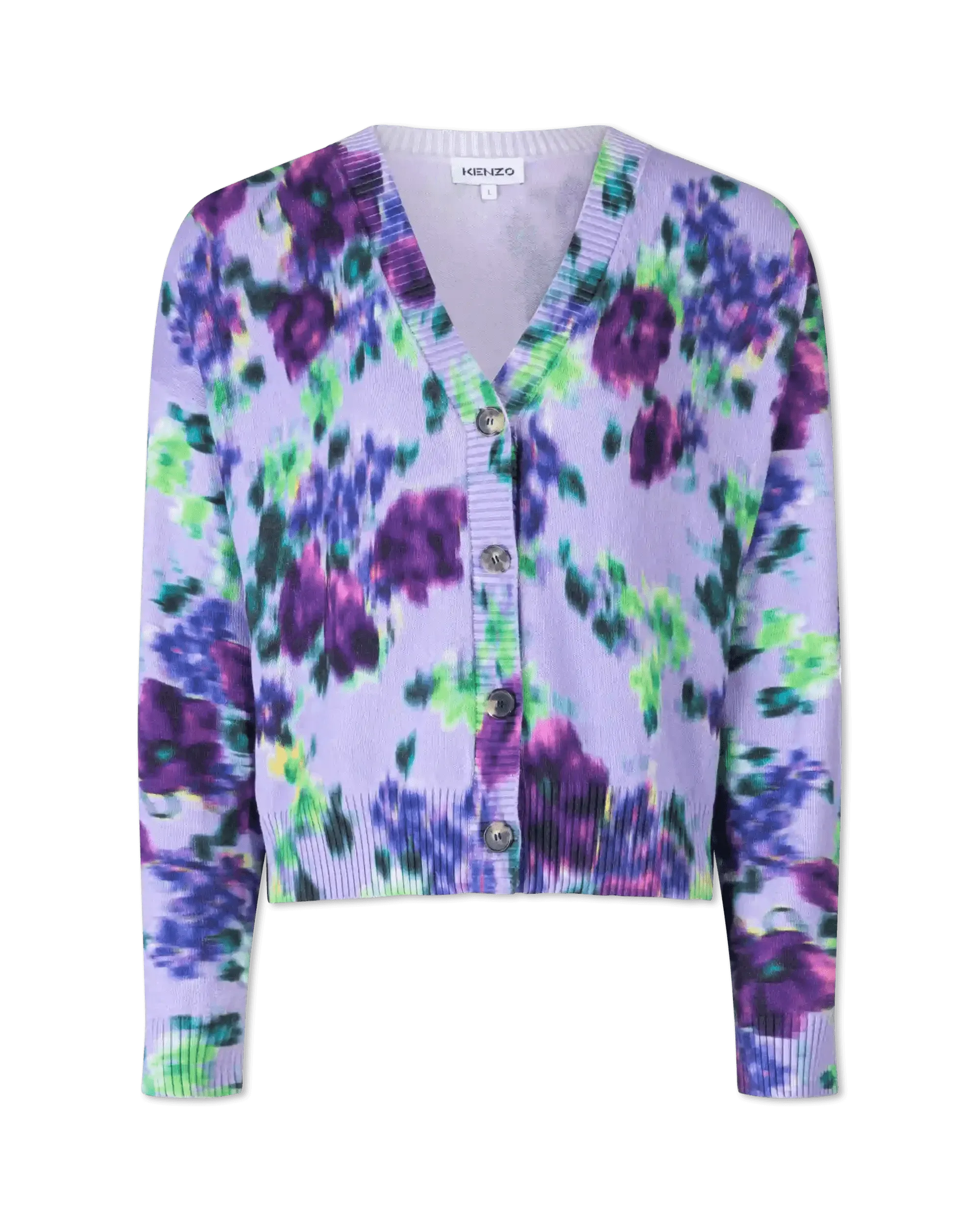 Blurred Floral Printed Buttoned Cardigan - DIHSAN