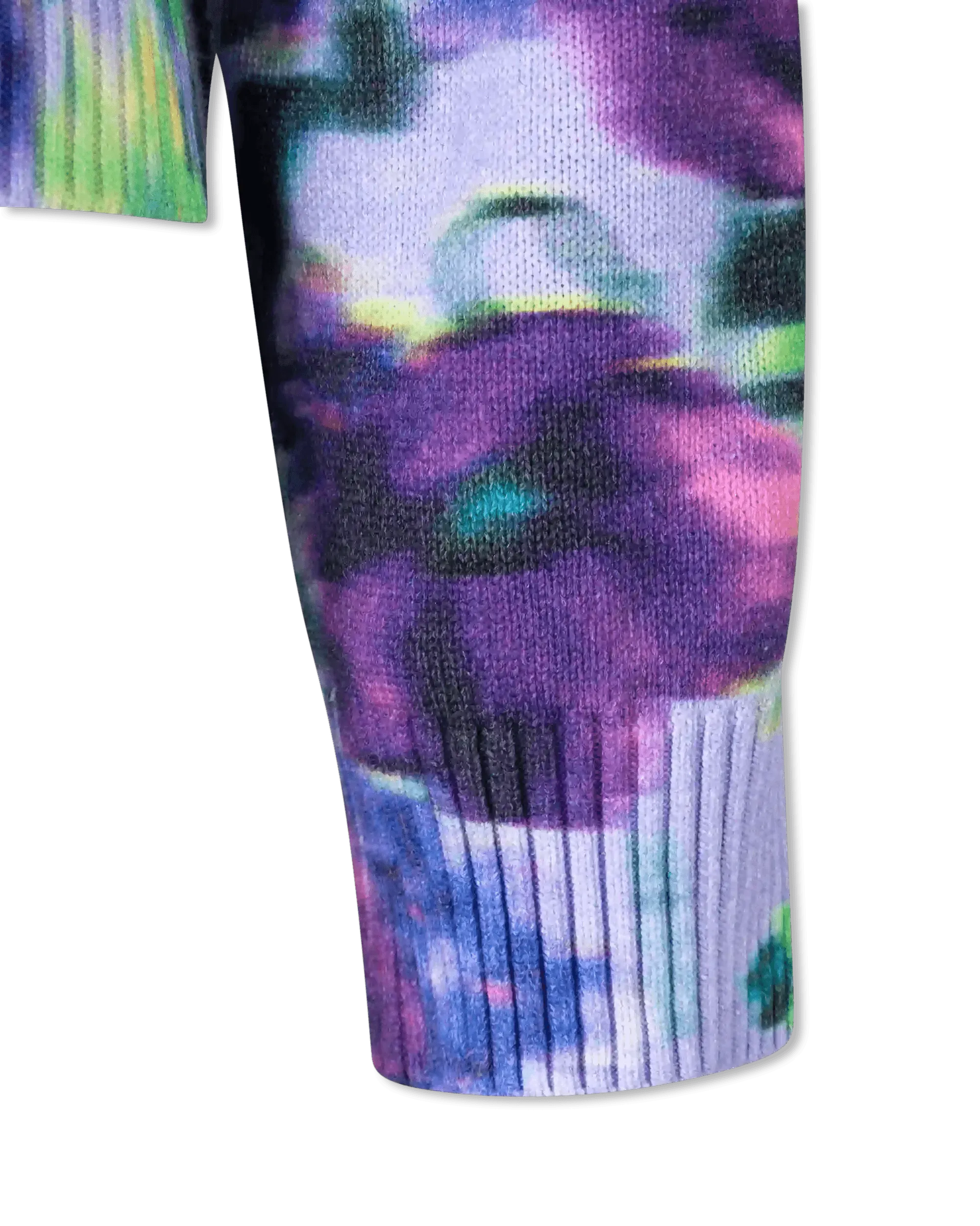 Blurred Floral Printed Buttoned Cardigan - DIHSAN