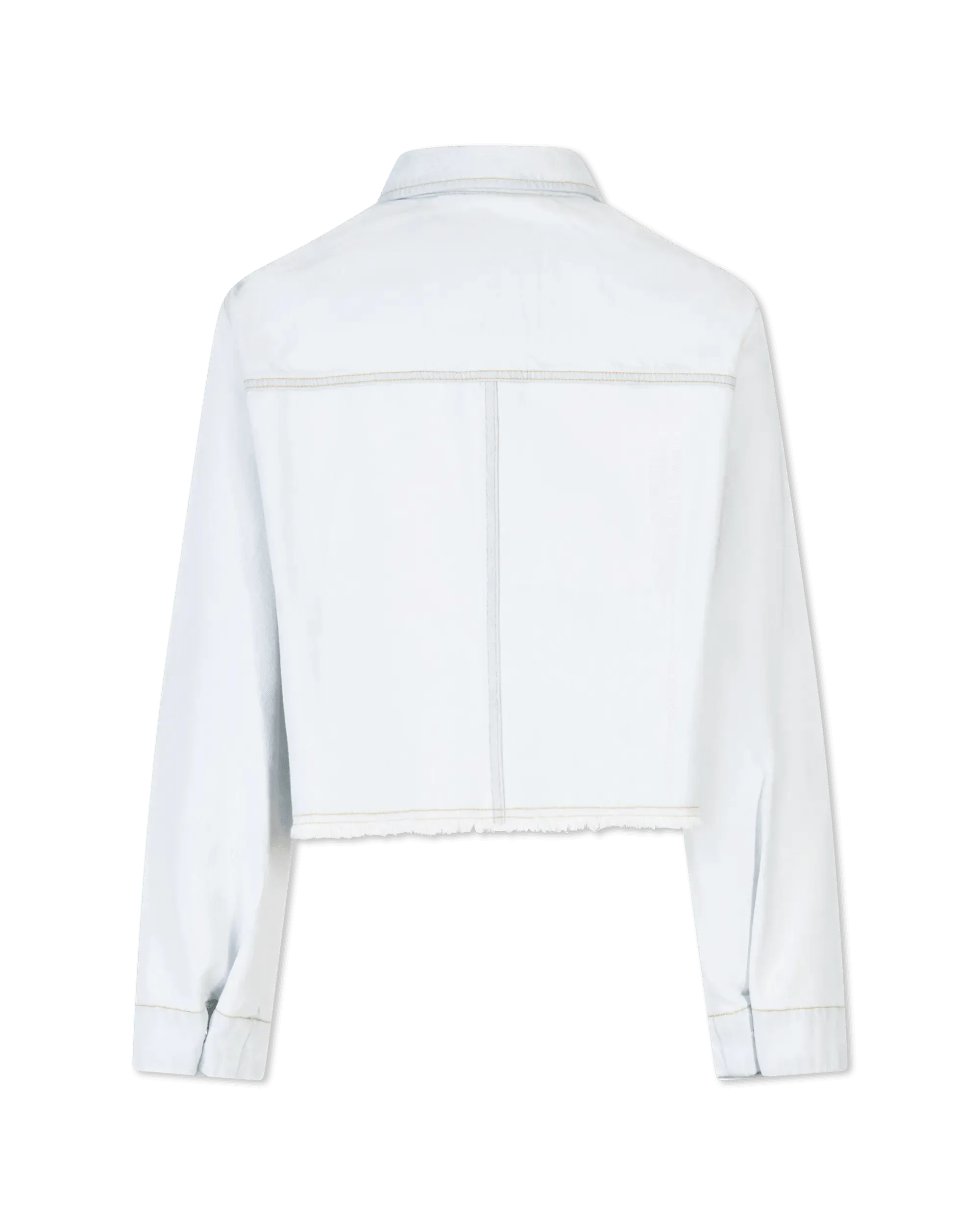 Frayed-Hem Cropped Denim Jacket - DIHSAN