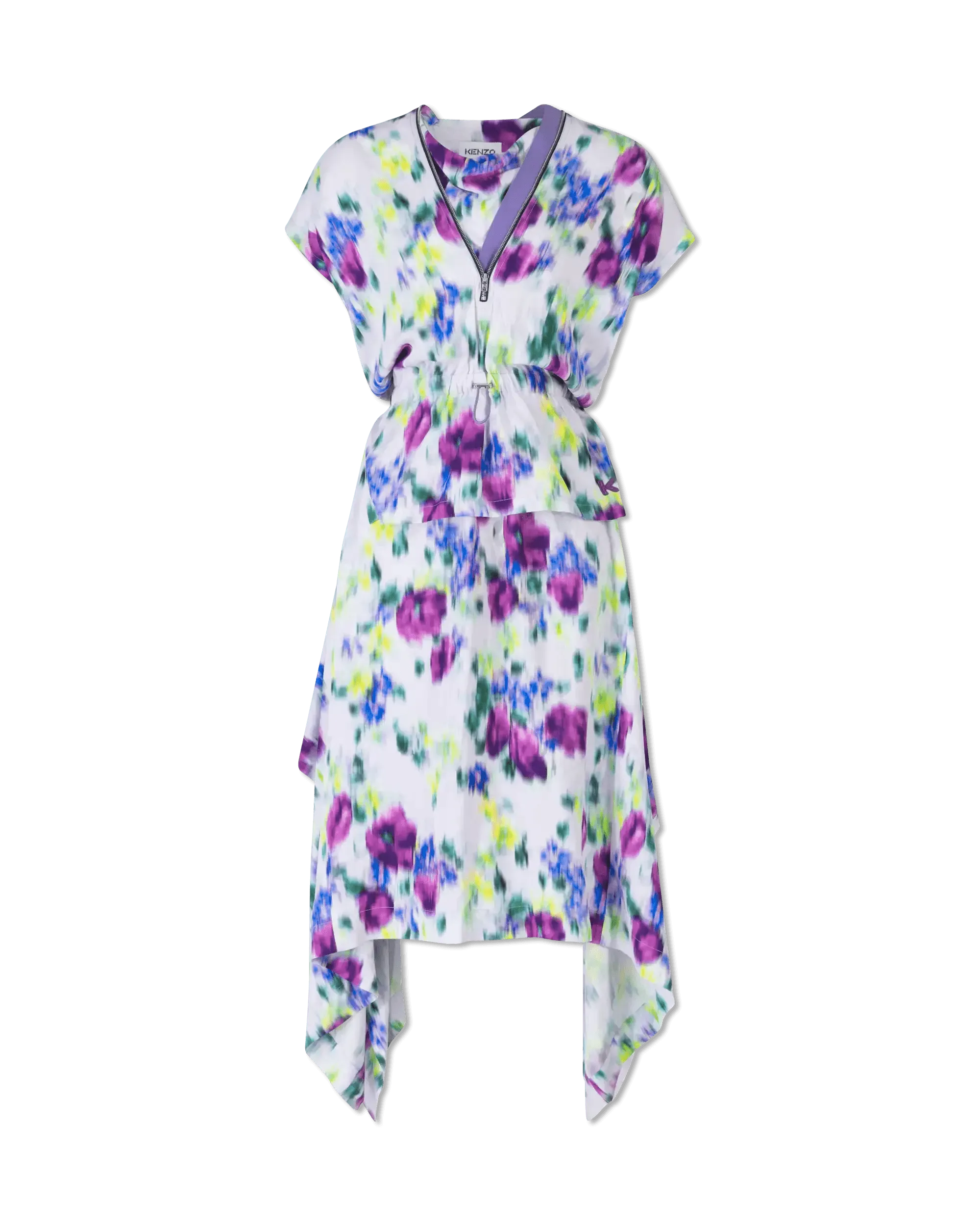 Blurred Floral Printed Midi Dress - DIHSAN
