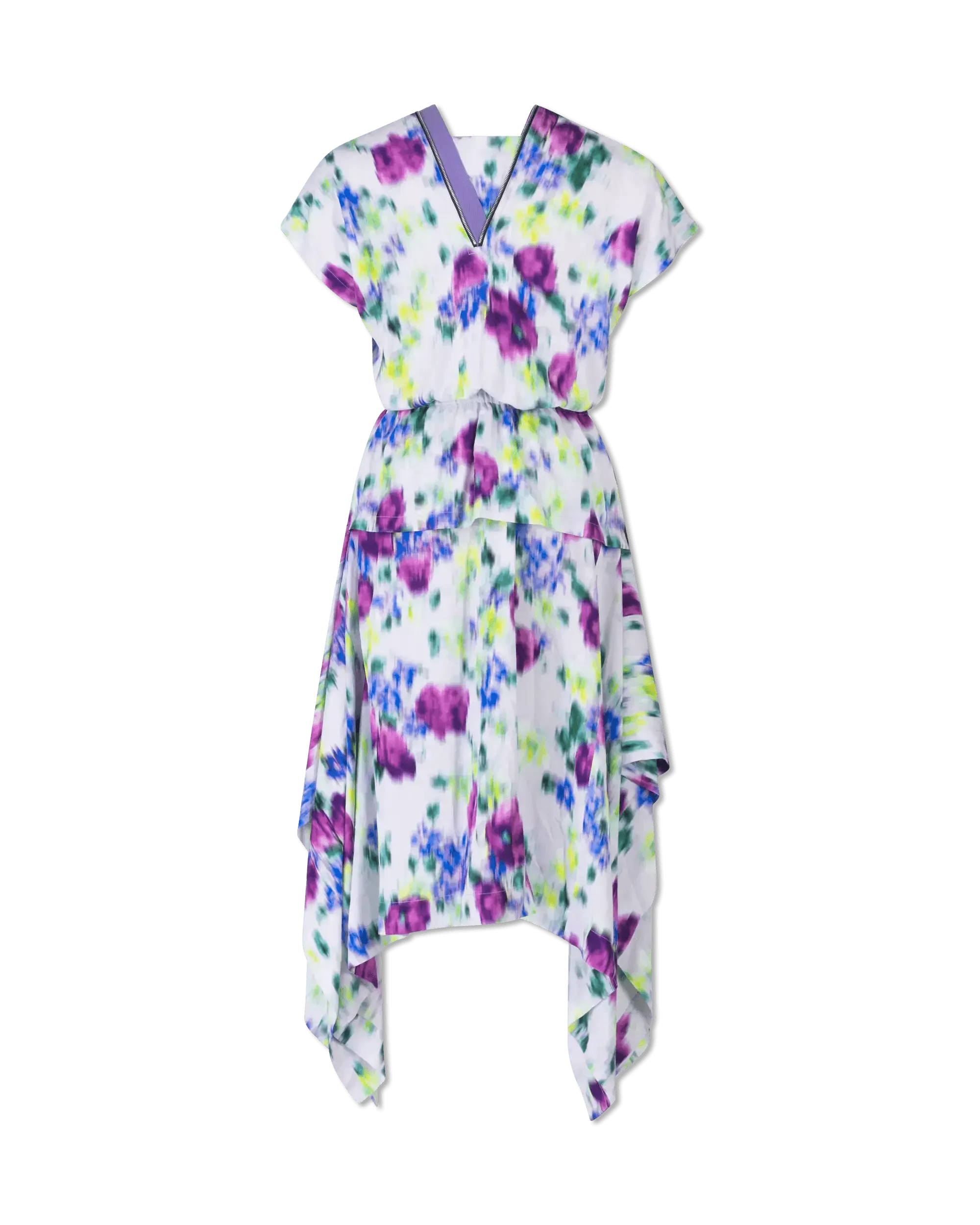 Blurred Floral Printed Midi Dress - DIHSAN