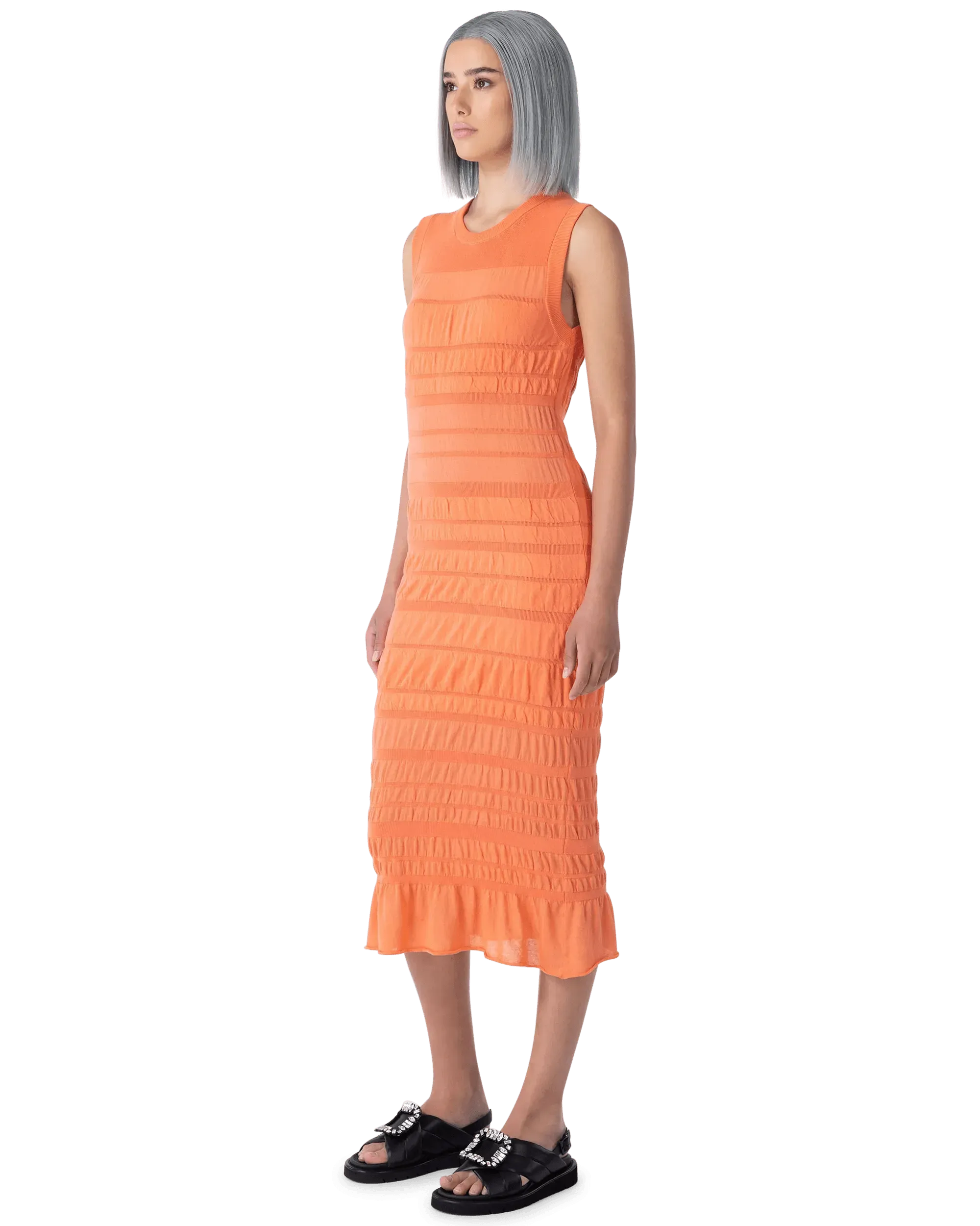 Sleeveless Ribbed Midi Dress - DIHSAN